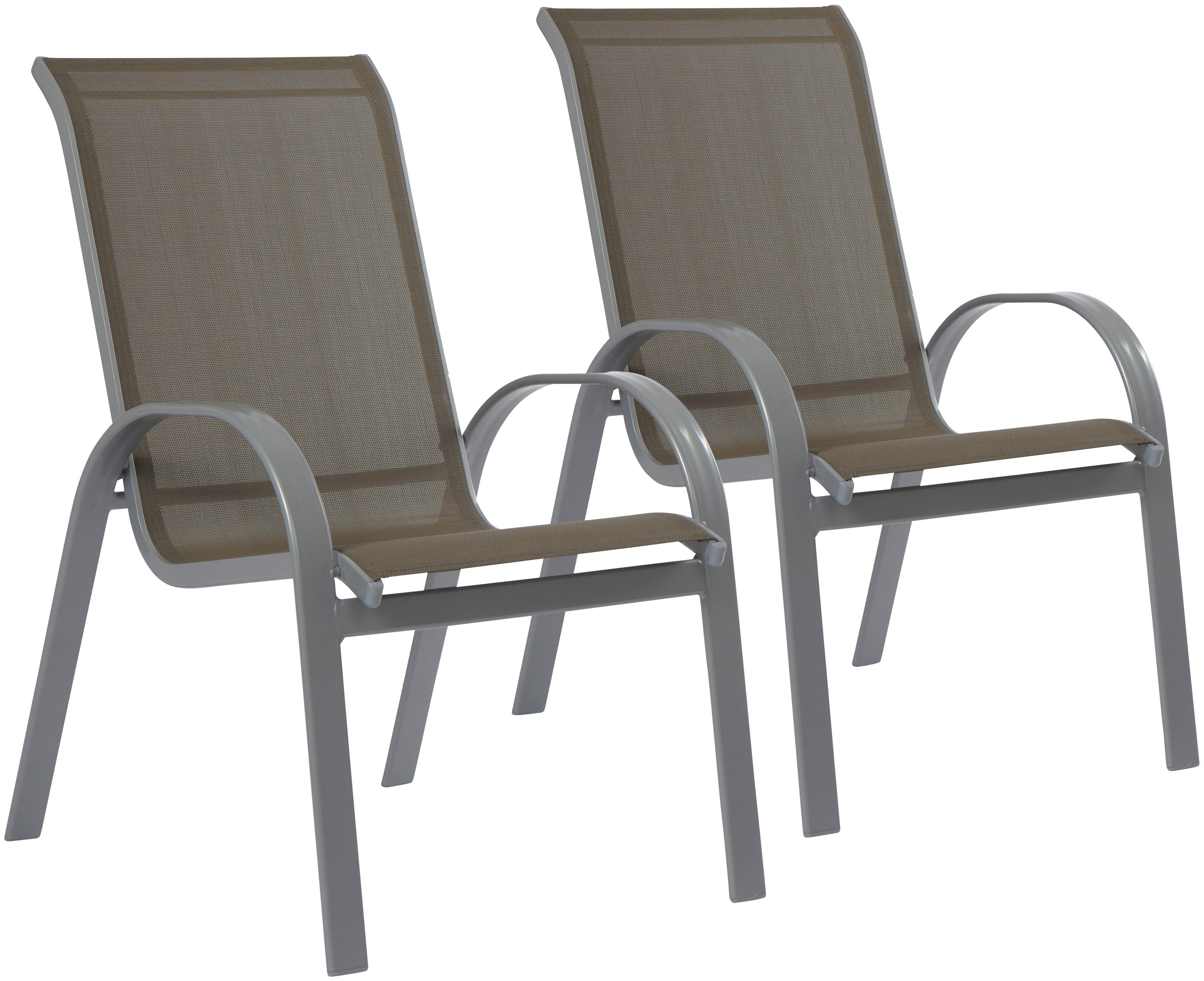 MERXX Garten-Essgruppe Amalfi, (9-tlg., 8x Stapelsessel, 1x Tisch 100x180-240 cm, Alu/Textil), pulverbeschichtetes Aluminium, aus 100% Polyester, für 8 Personen