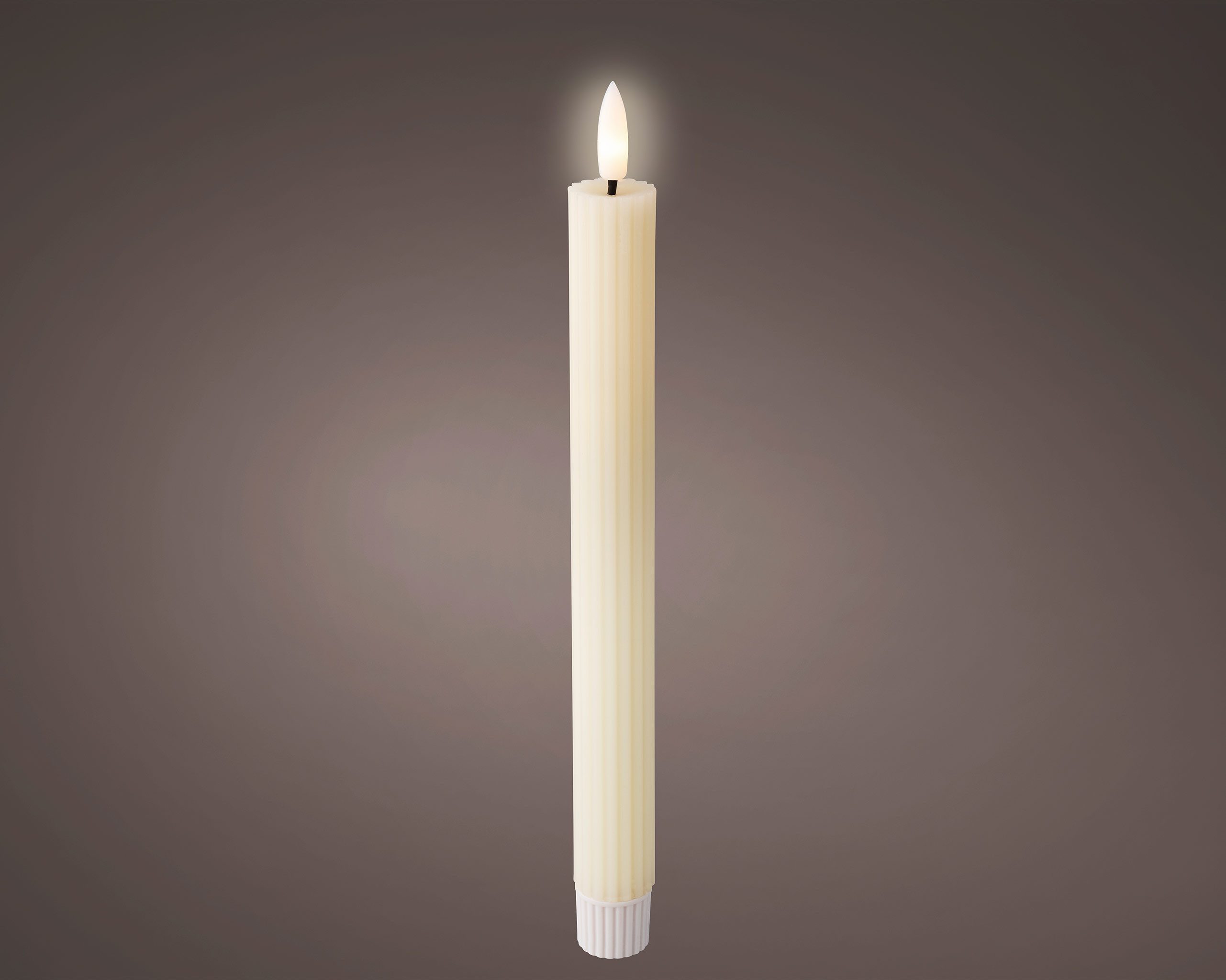Lumineo LED-Kerze, Timer, warmweiß, LED Kerzen 24,5cm mit Timer gerillt Wachs 2 Stück Creme / Warmweiß