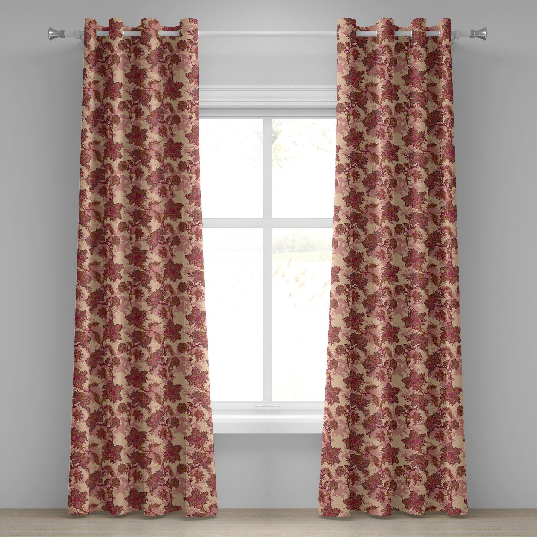 Gardine Dekorative 2-Panel-Fenstervorhänge für Schlafzimmer Wohnzimmer, Abakuhaus, Blumen Vibrant Boho Blumen