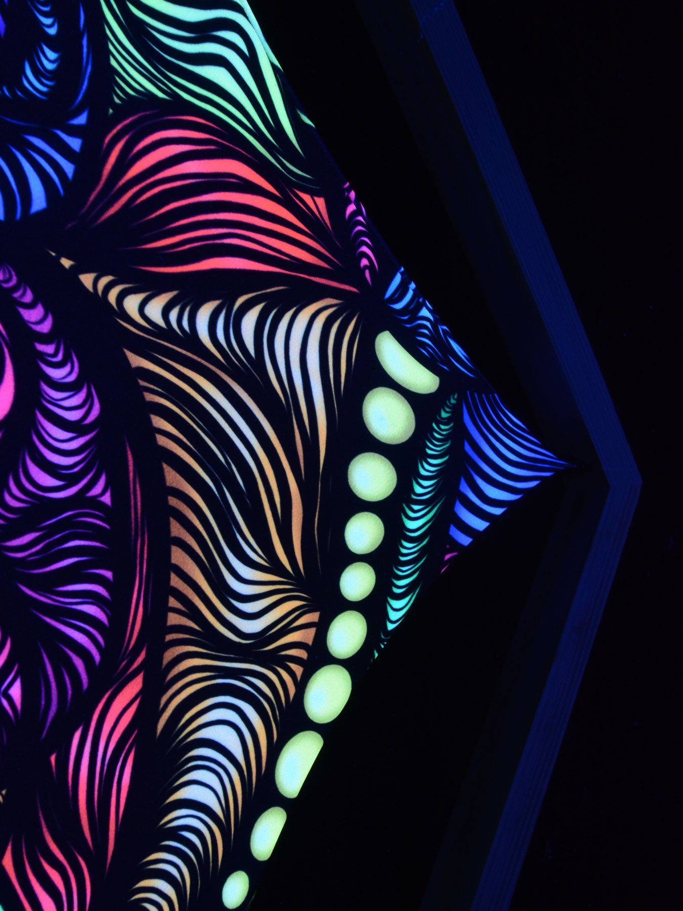 Schwarzlicht Neon" Spandex Magnetic Wanddekoobjekt "Framed Segel UV-aktiv, Schwarzlicht Field 60x86cm, PSYWORK leuchtet Drache unter