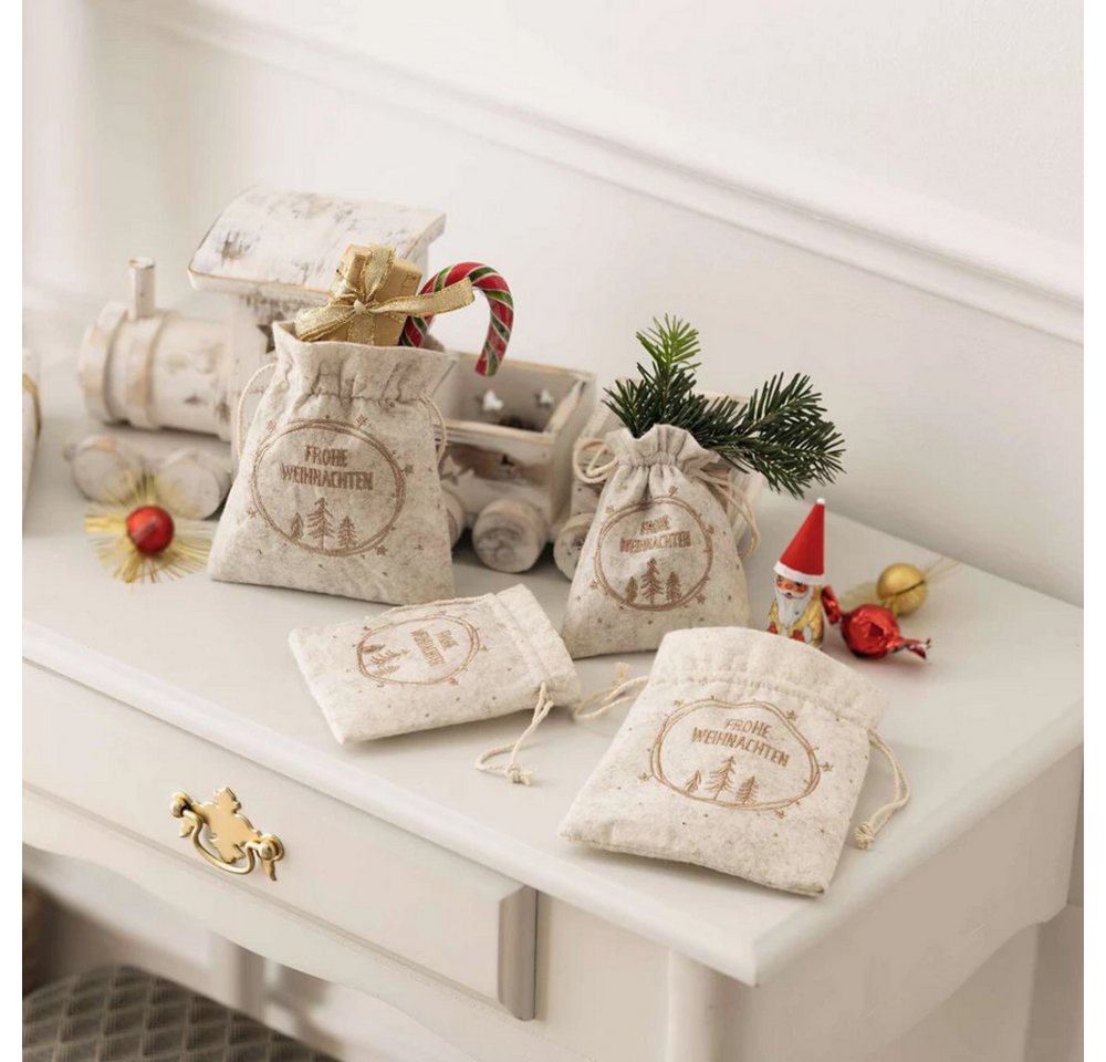 Thumbnail - Home-trends24.de Geschenkbox Geschenkbeutel Frohe Weihnachten Deko Geschenkverpackung 4er Set