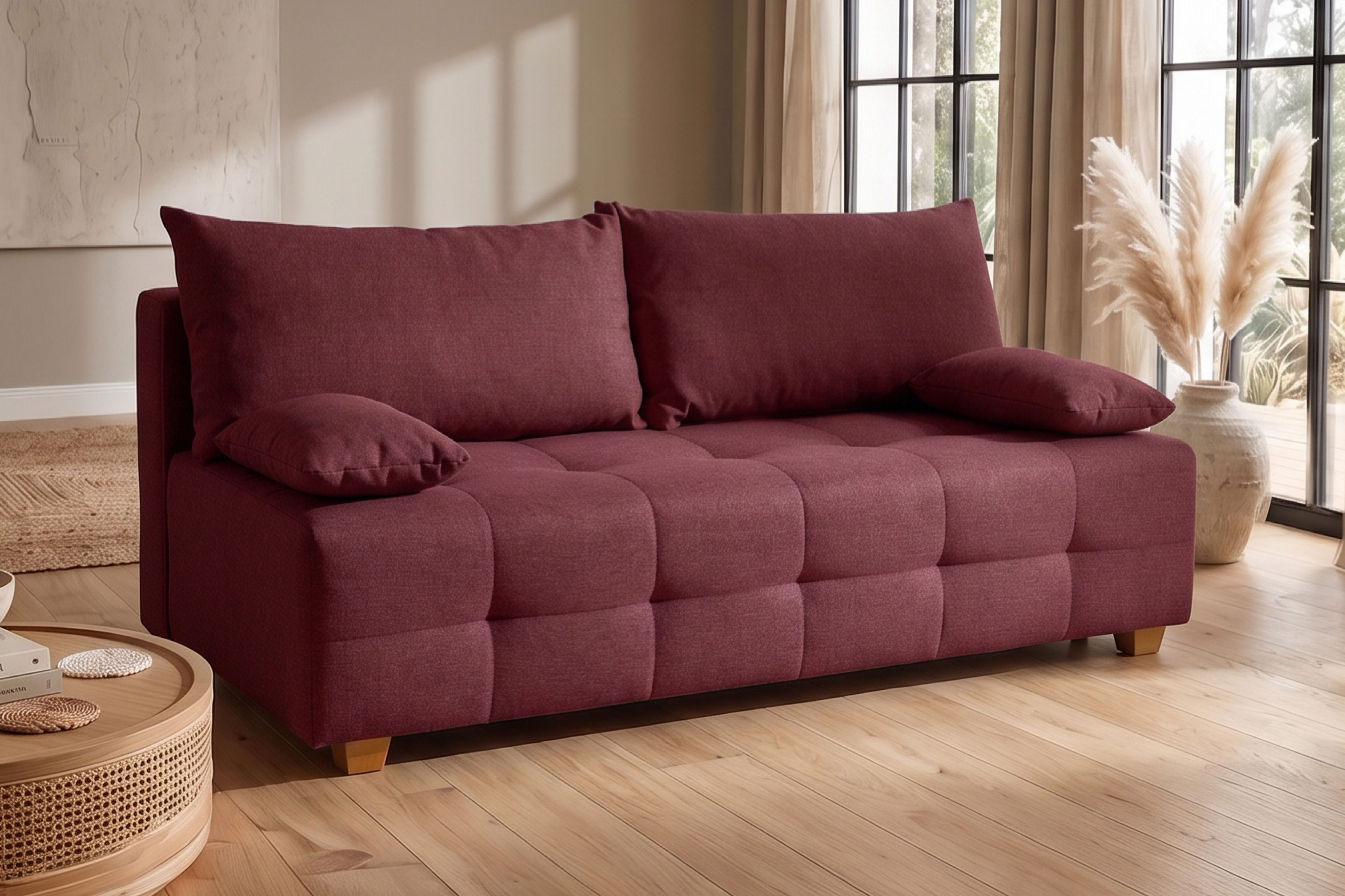 OTTO home Schlafsofa Bella, B: 196 cm, Liegefl. 145x196 cm, Schlaffunktion, Bettkasten & 2 Armlehnenkissen, Federkern