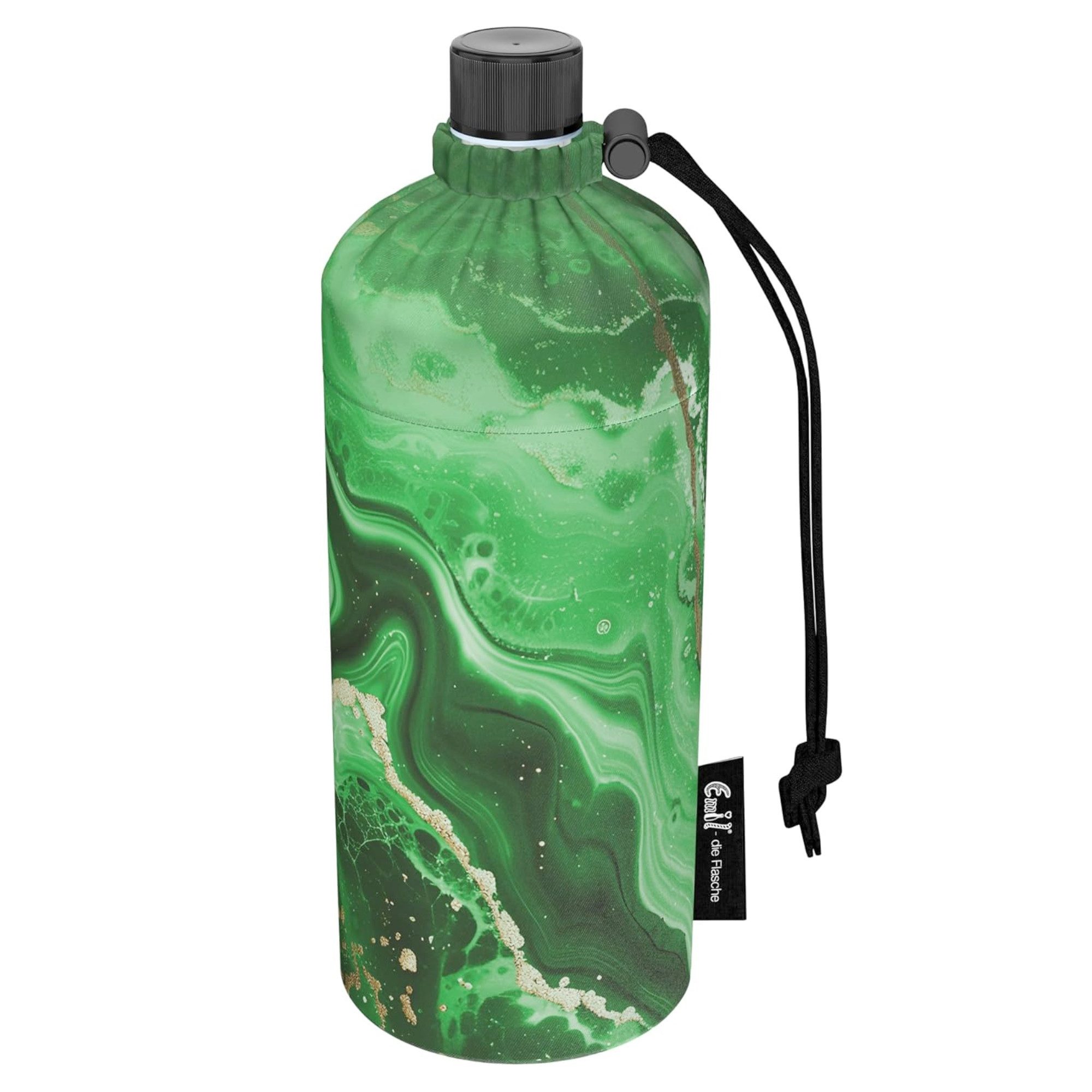 Emil Trinkflasche Glasflasche Motiv Marmor, Flasche aus Glas, BPA-Frei, spülmaschinenfest, Bruchsicher, 600ml