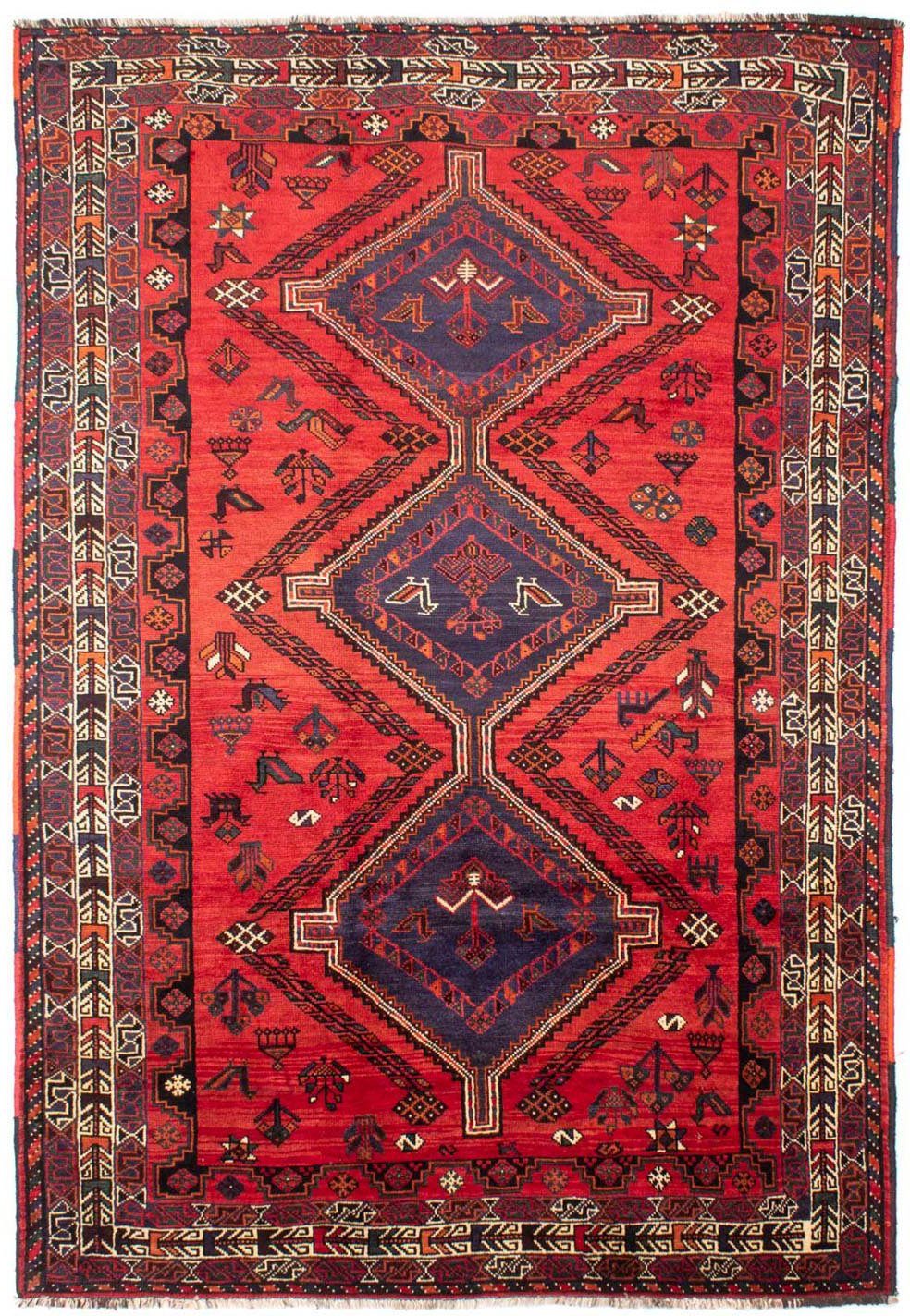 morgenland, Shiraz 10 mit rechteckig, Wollteppich Zertifikat cm, 200 Rosso 287 x mm, Unikat Medaillon Höhe: