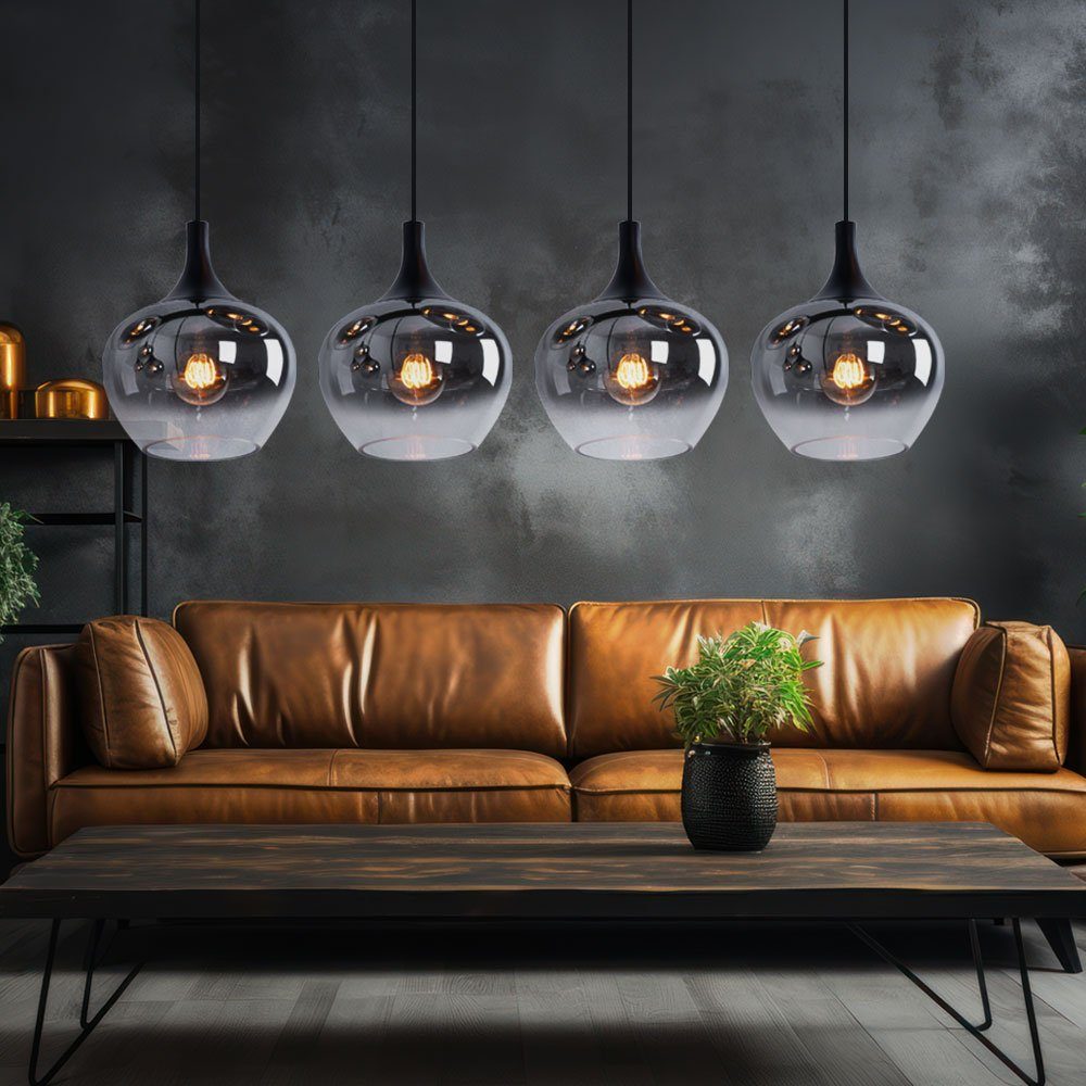 GLOBO LIGHTING LED-Hängeleuchte, Leuchtmittel inklusive, Warmweiß, LED Pendellampe Hängeleuchte Esszimmer Pendelleuchte rauch Glasschirm