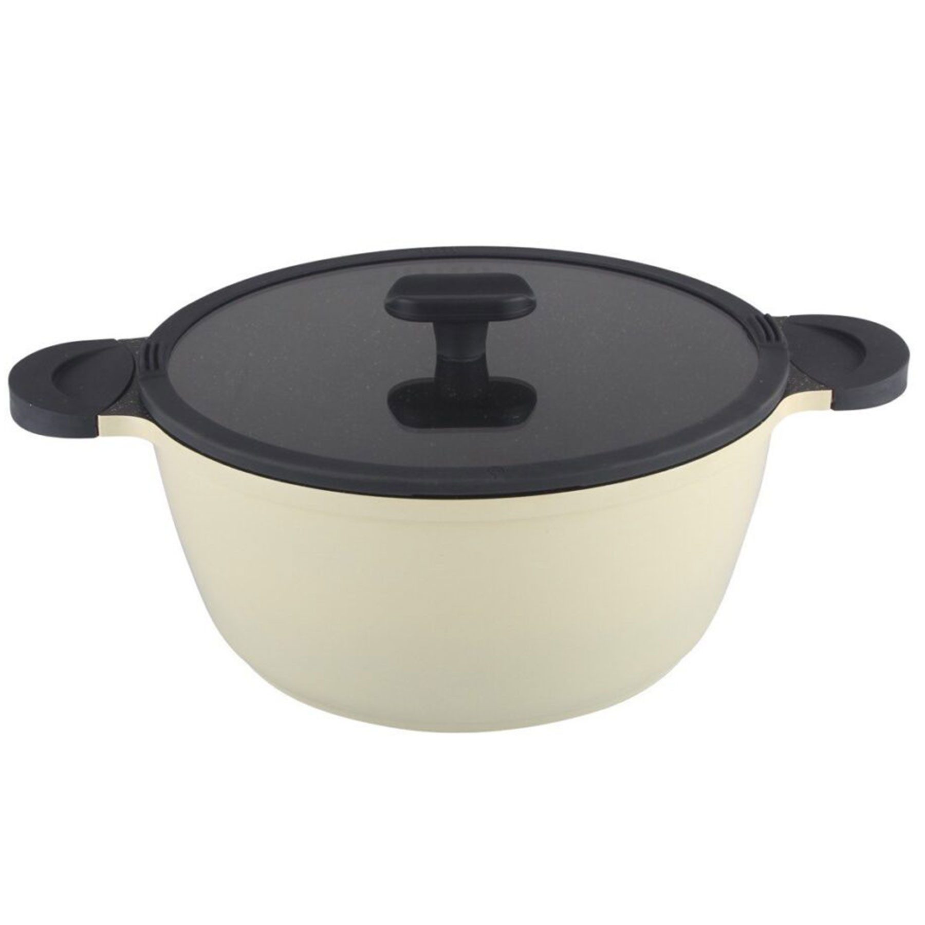 Mulex Kochtopf HAPPY Topf 28 cm vanille, Aluguß (exzellenter Antihafteffekt, leichte Reinigung), induktionsgeeignet