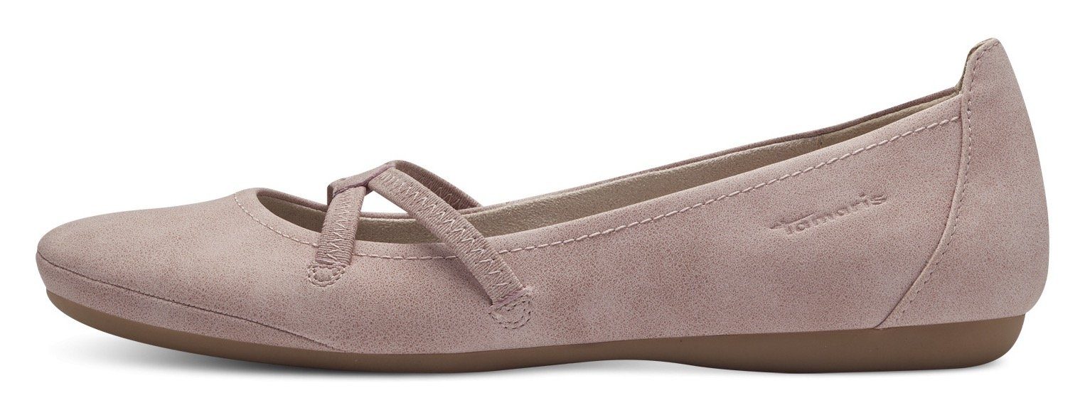 Tamaris Ballerina Flats, Festtagsmode, Slipper mit Gummizugriemchen