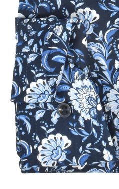 MARVELIS Businesshemd Businesshemd - Comfort Fit - Langarm - Florales Muster - Blau Allover-Print