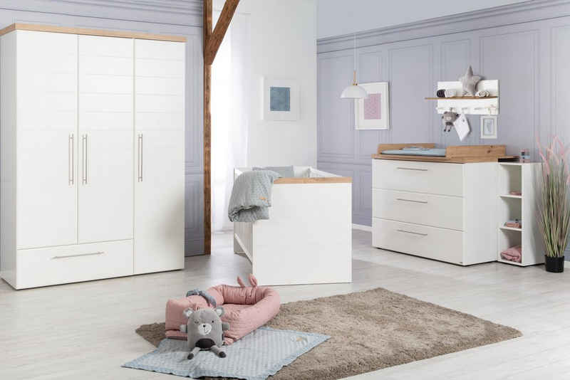 roba® Babyzimmer-Komplettset Nele, (Set, 3-St., Kinderbett, Schrank, Wickelkommode), Made in Europe; mit Kinderbett, Schrank und Wickelkommode