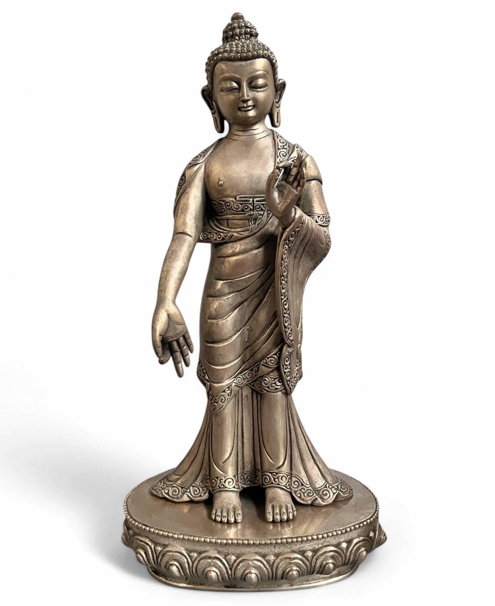 Asien LifeStyle Buddhafigur Buddha Bronze Figur mit lehrender Geste 29,5cm