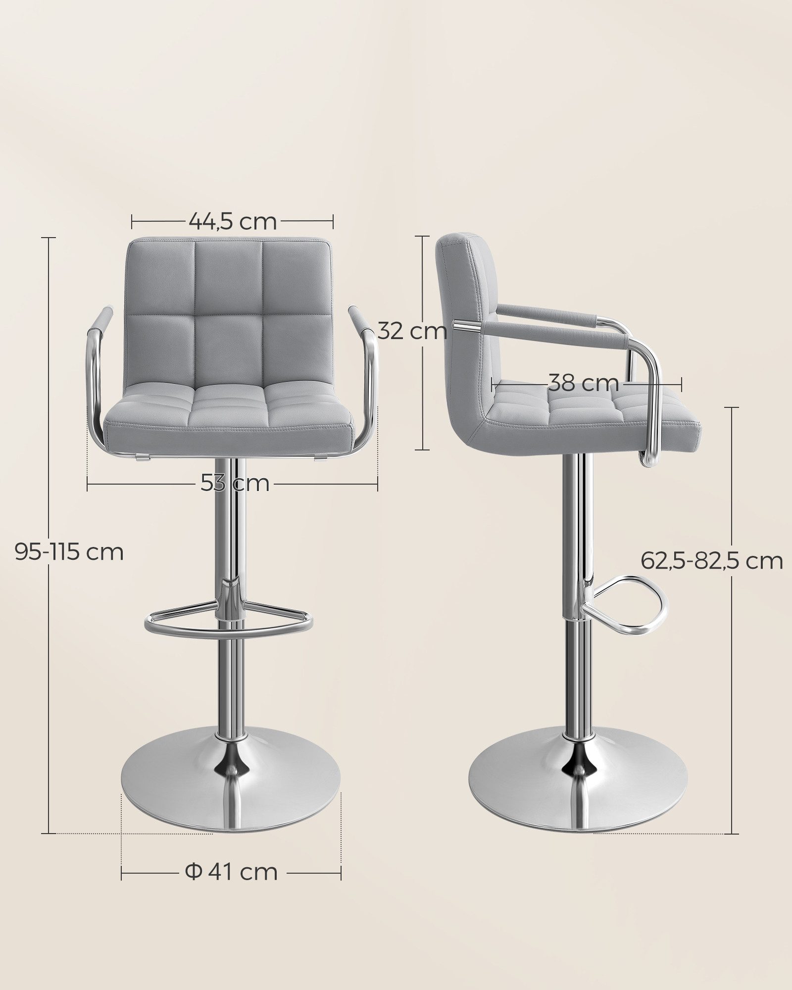 SONGMICS Barhocker Barstühle (Set, 2 St., 2er), Kunstlederbezug, Höhe 95-11 günstig online kaufen