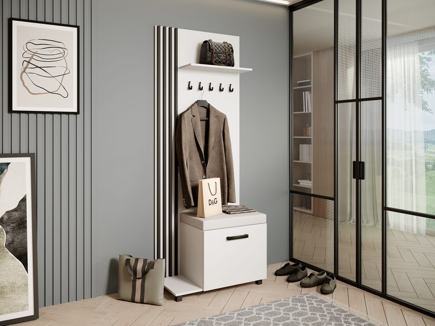 Beautysofa Garderobenschrank Garderobenschrank mit Aufhängern LIVIA günstig online kaufen