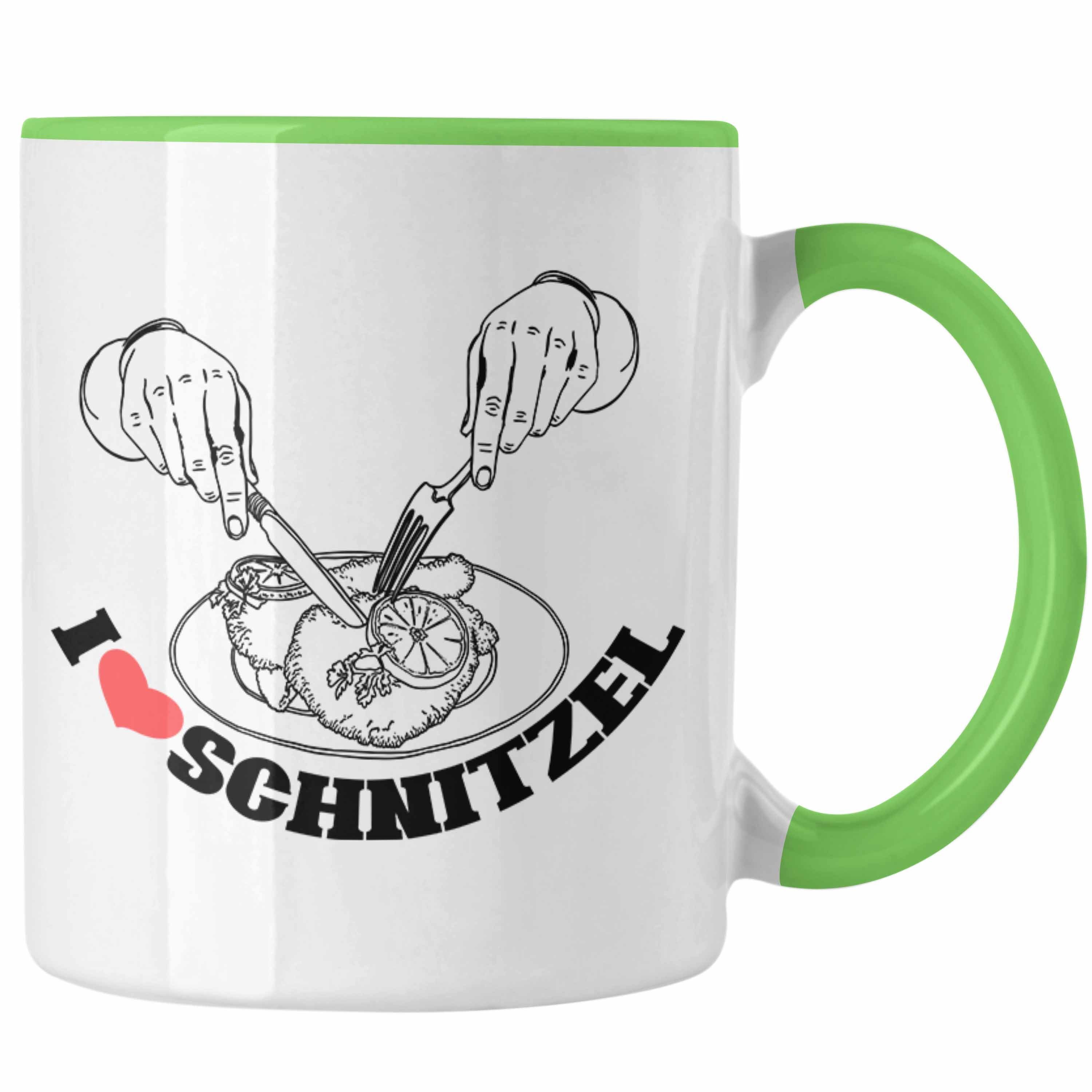 Tasse Schnitzel-Tasse für Schnitzel-Liebhaber Grün Geschenk Trendation