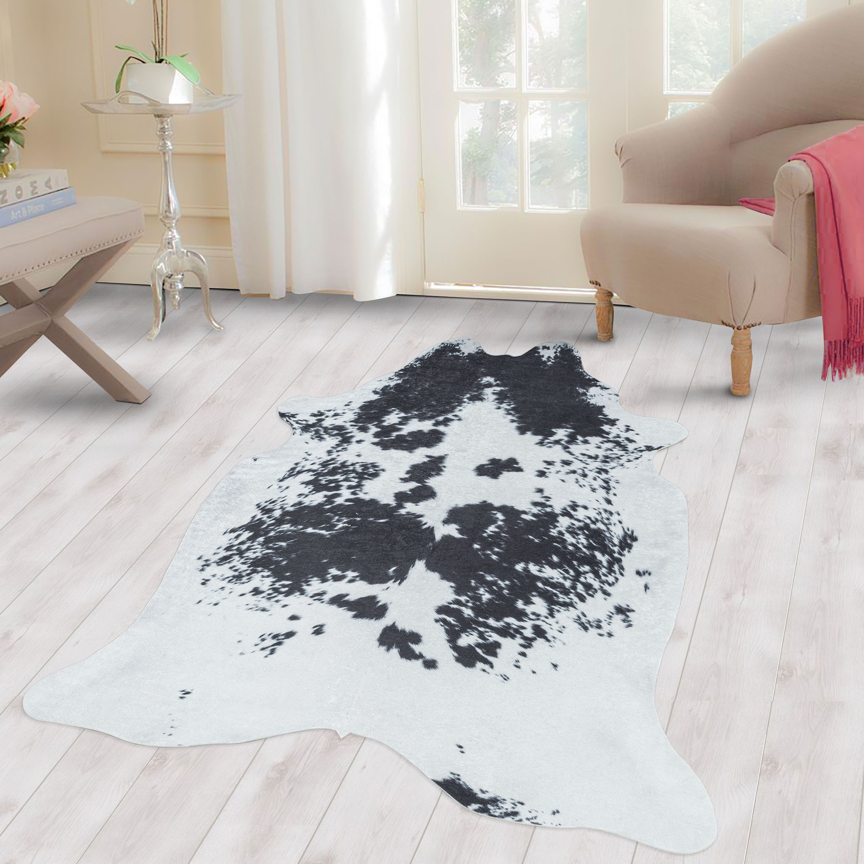 Carpettex Fellteppich Rindsleder Imitat, Rund, Höhe: 7 mm, Fellteppich Kuhf günstig online kaufen