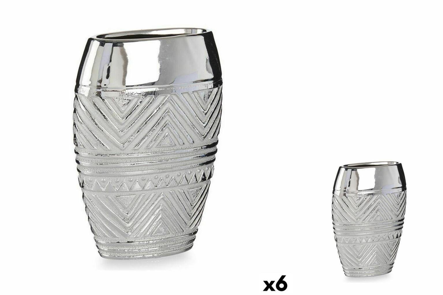 19,5 9,5 Breite aus Gift Dekovase 6 Decor x Stück x Vase Silberfarben 26,5 Keramik cm