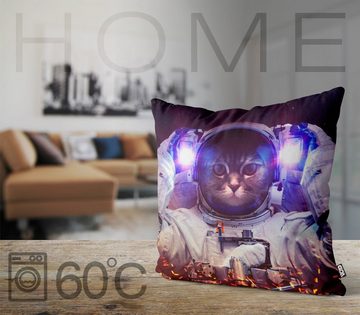 Kissenbezug, VOID (1 Stück), Sofa-Kissen Weltall Katze Kissenbezug Katze Weltall Astronaut Space Raumfahrt Raumschiff Un