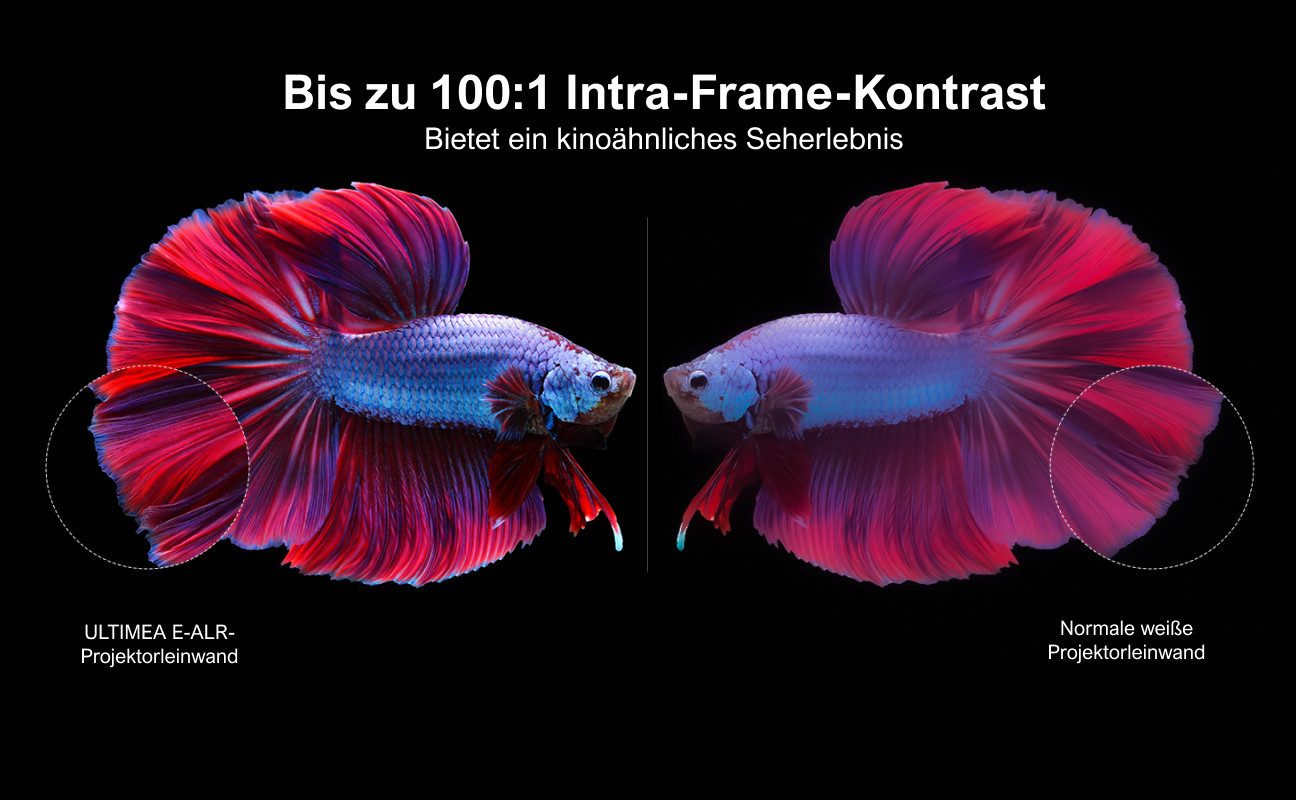 Ultimea E-ALR Beamer Leinwand 100 Zoll, 80% ALR Projektionsleinwand Faltrahmenleinwand (2.0 Gain-Wert, 4k HD Faltbar Filmleinwand, Heimkino Wand Leinwand)