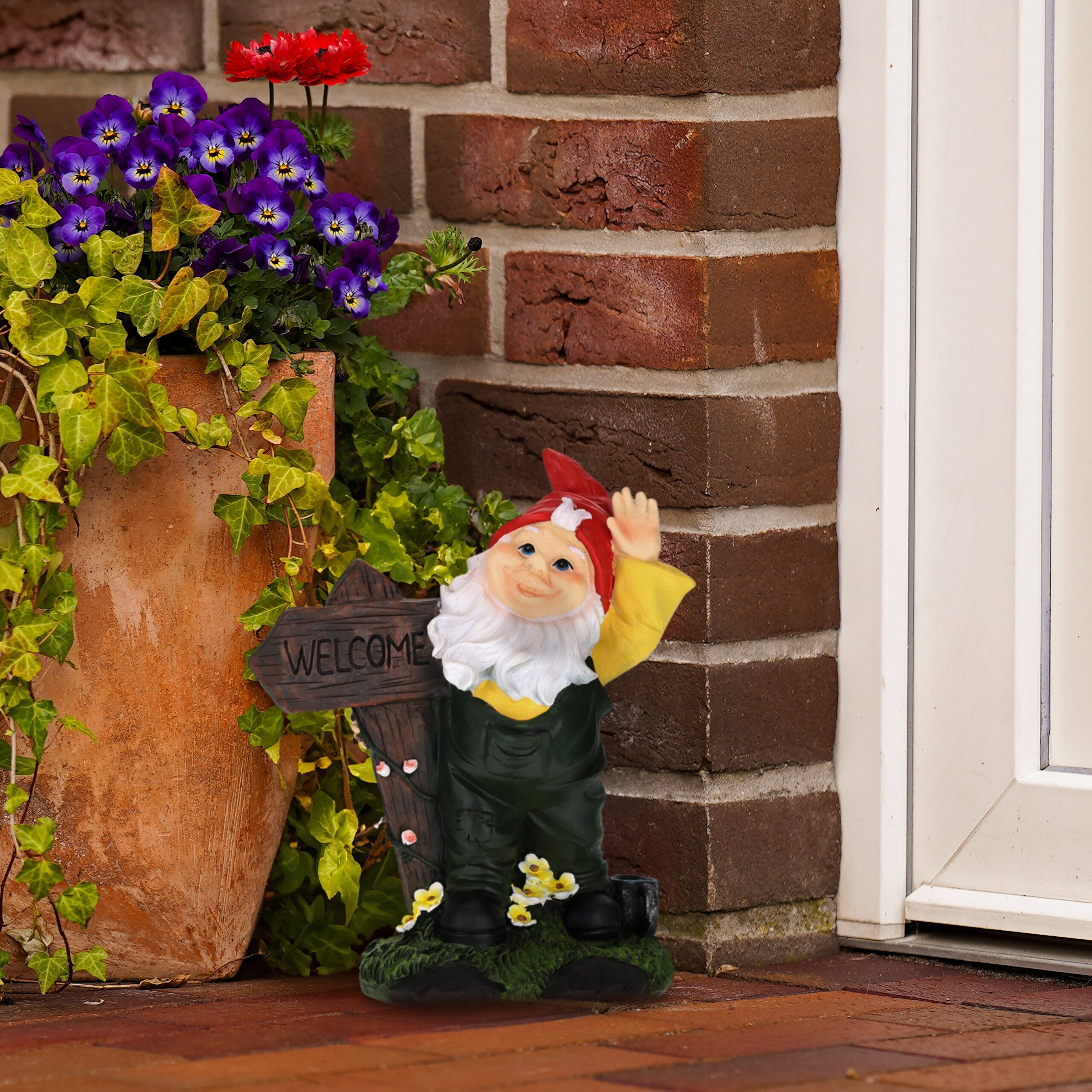 relaxdays Gartenzwerg mit Welcome Schild