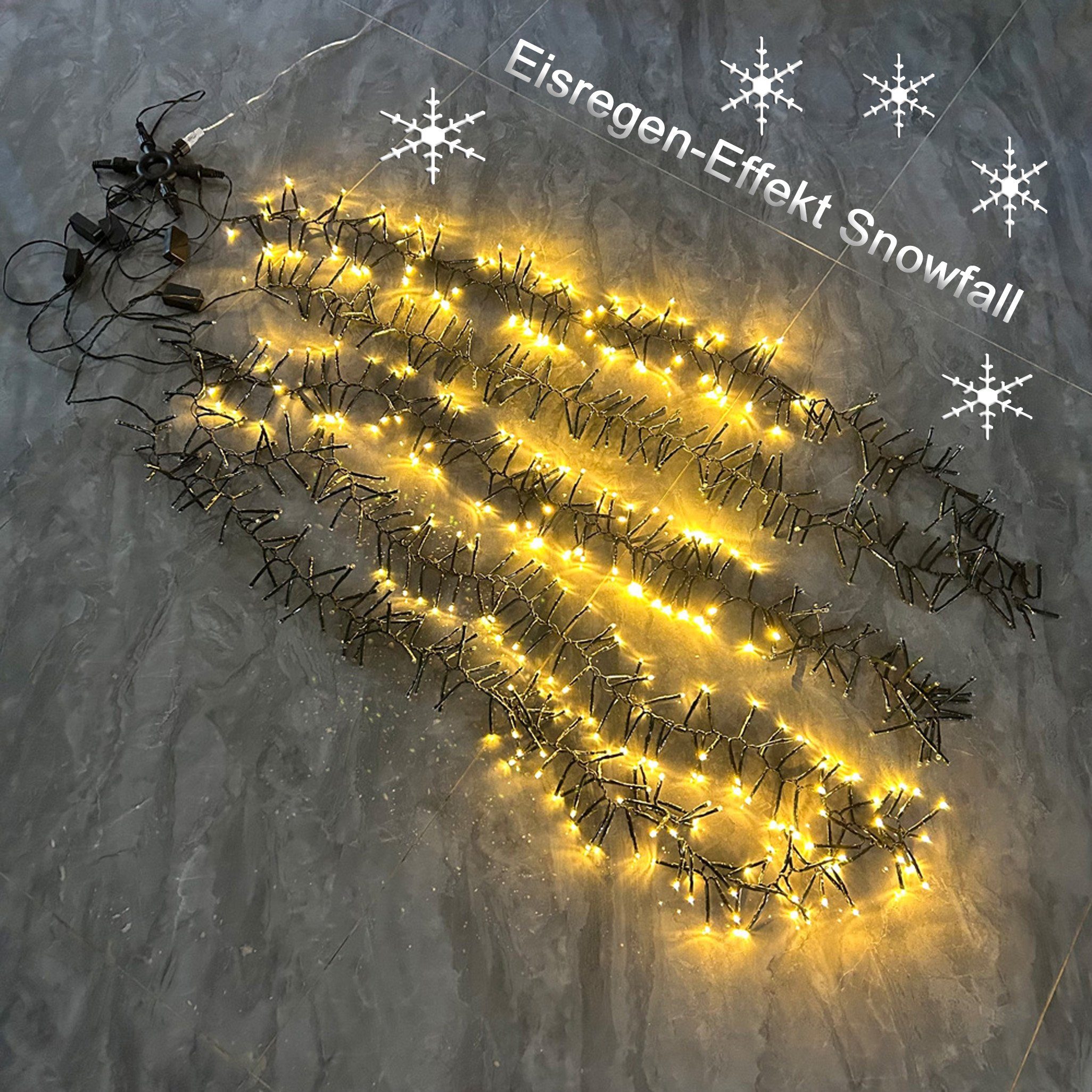 Arnusa LED-Lichterkette Moderne Cluster Eisregen Optik Snowfall Timer, Beleuchtung Wasserfall Lichterkette Cascade hängend Baum