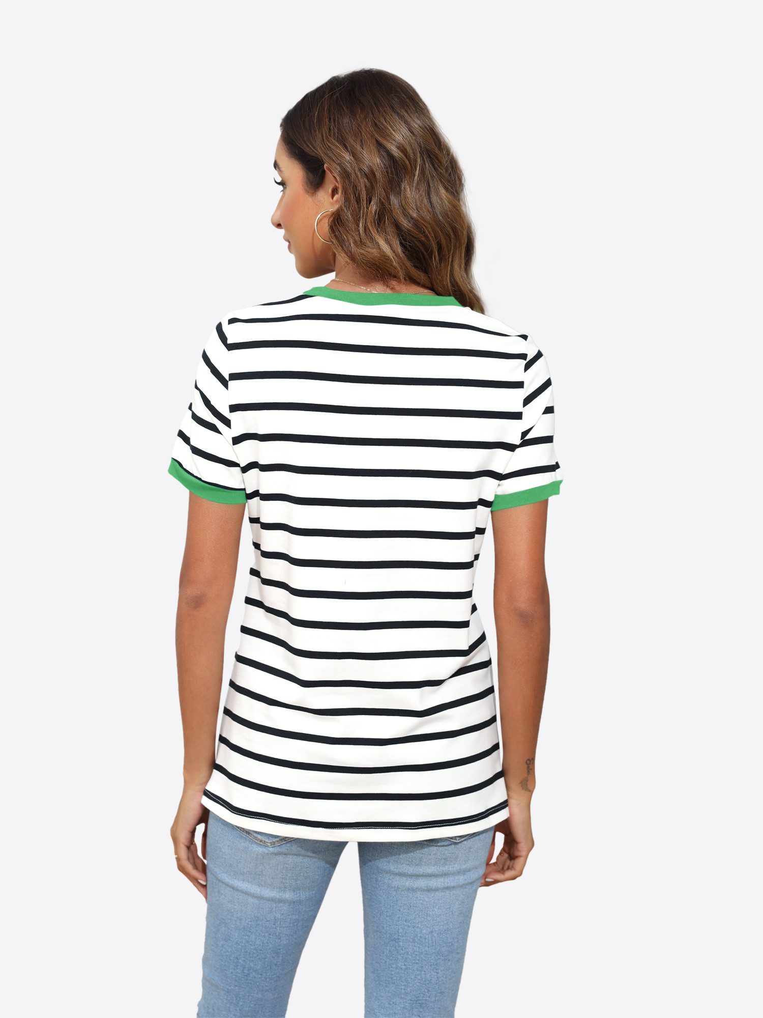 Imily Bela T-Shirt Damen Einfaches Kurzarm Top (Packung, 1-tlg., 1per-Pack) mit Rundhalsausschnitt