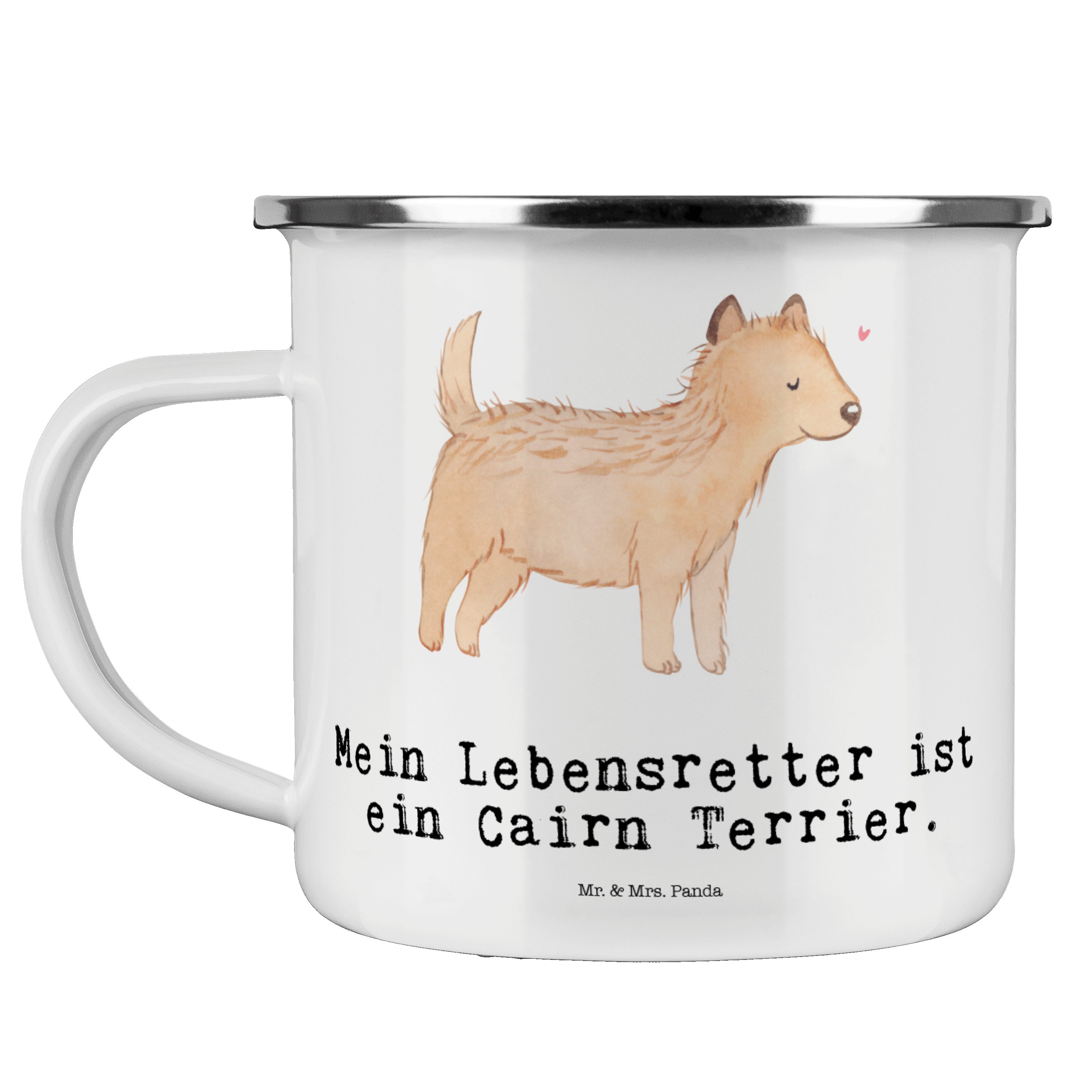 Mr. & Mrs. Panda Becher Cairn Terrier Lebensretter - Weiß - Geschenk, Edelstahl Trinkbecher, Emaille