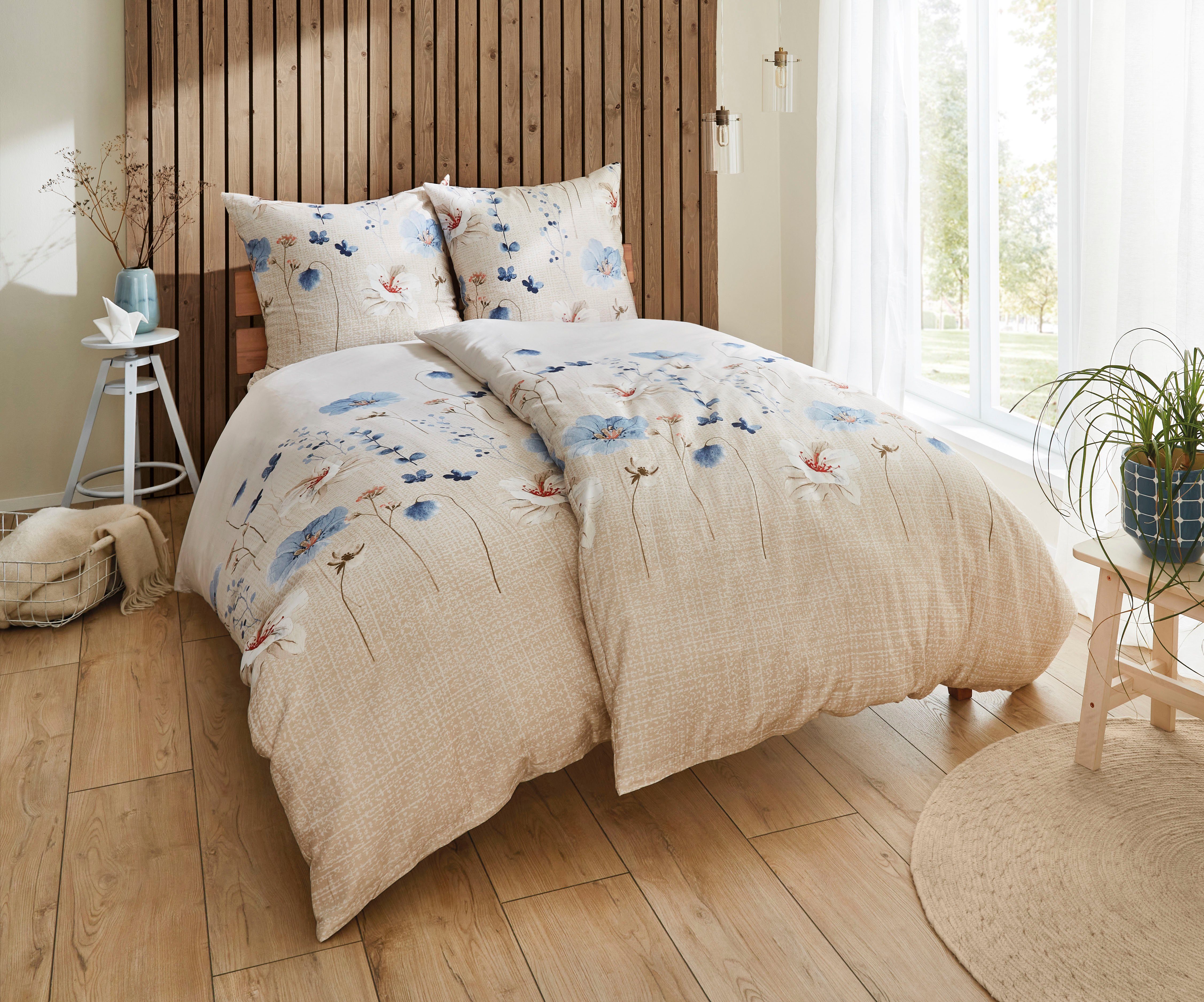 Kleine Wolke Bettwäsche Malva, Mako-Satin, 2 teilig, mit floralem Druck – Bild 2 von 4