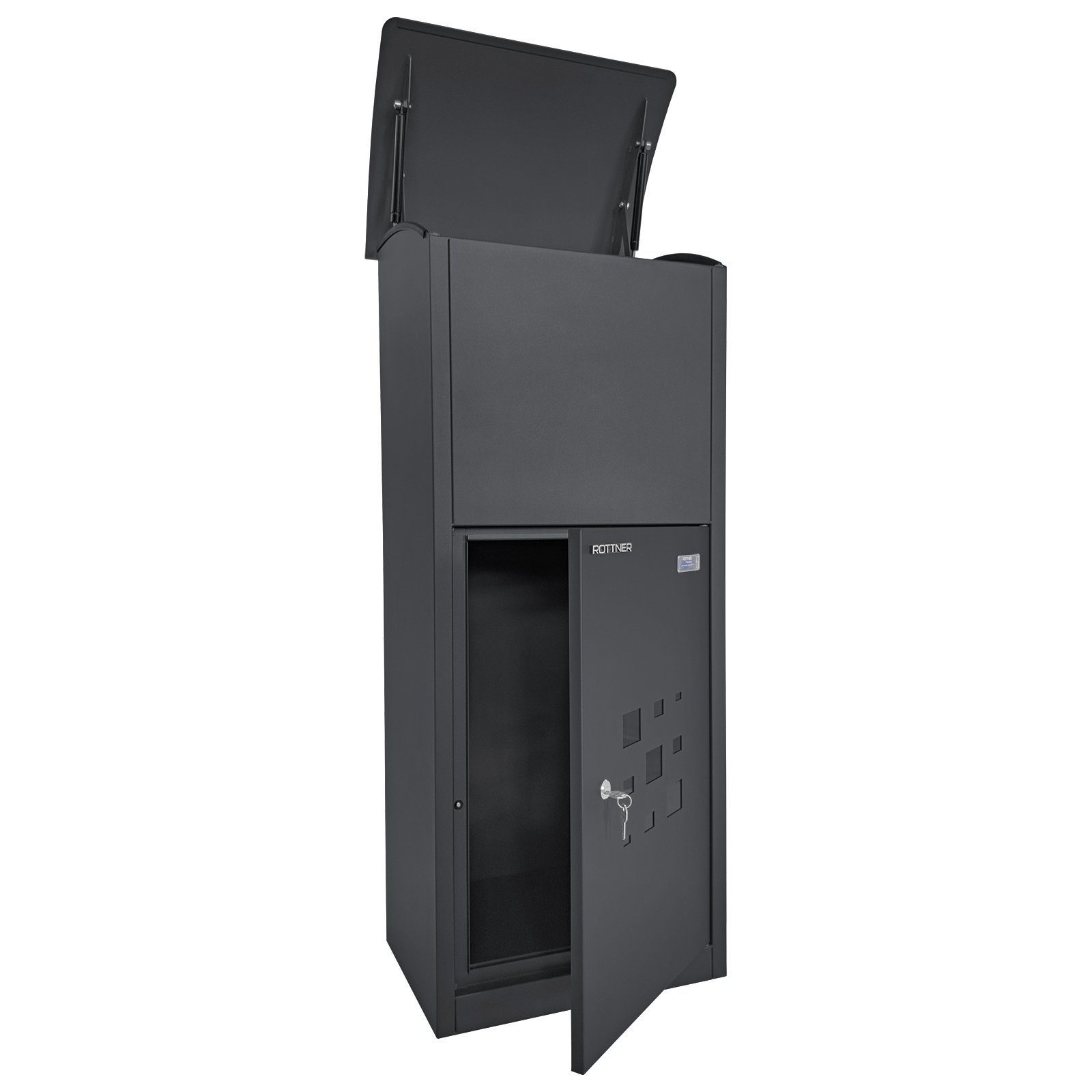 Profirst Paketbriefkasten Mail PM 1500 Stand Paketbriefkasten Anthrazit, Rückholsperre, Sichtfenster, Namensschild