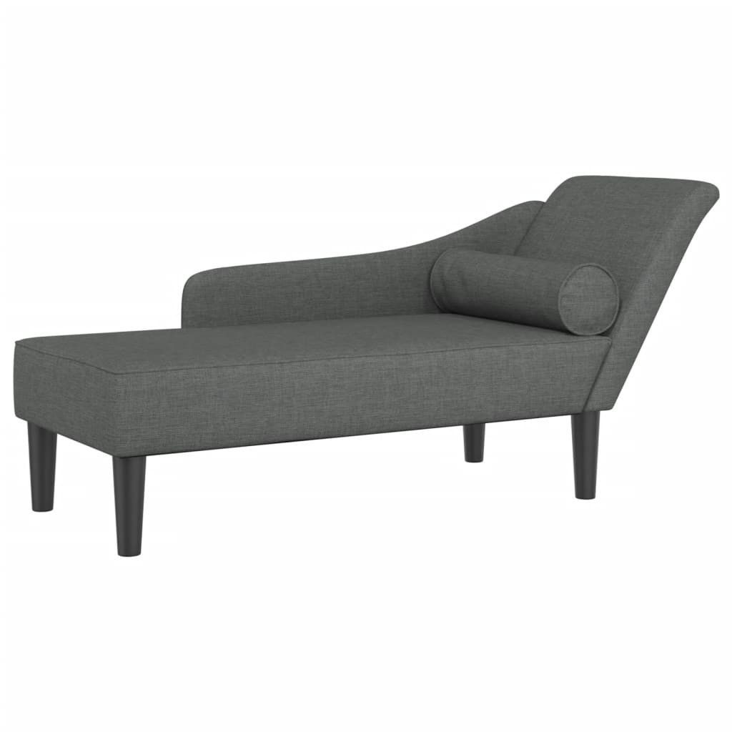 Chaiselongue Chaiselongue mit Kissen Dunkelgrau Stoff