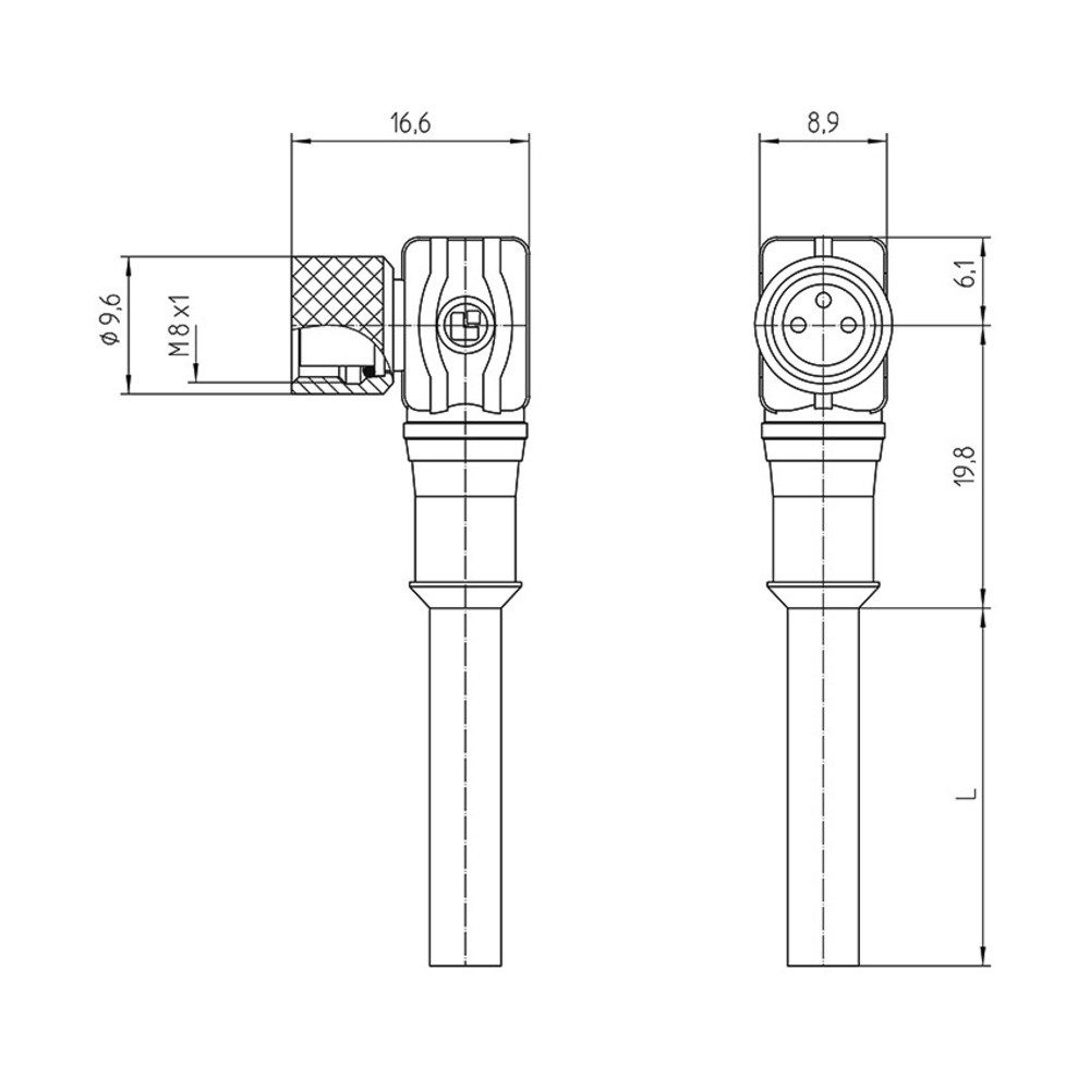 Lutronic Steckdose Lutronic 1049 Sensor-/Aktor-Steckverbinder, konfektioniert M8 Kupplung, 0805 04 002 2m