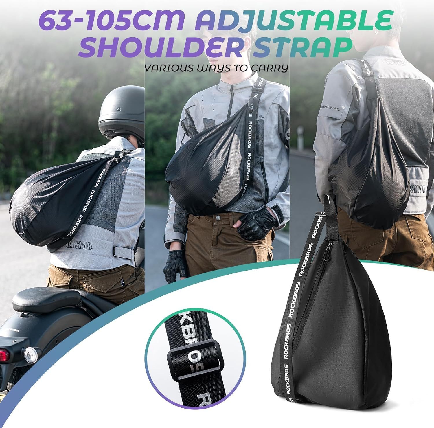 ROCKBROS Reisetasche Verstellbare reflektierende Helmtasche für Motorrad Fahrrad