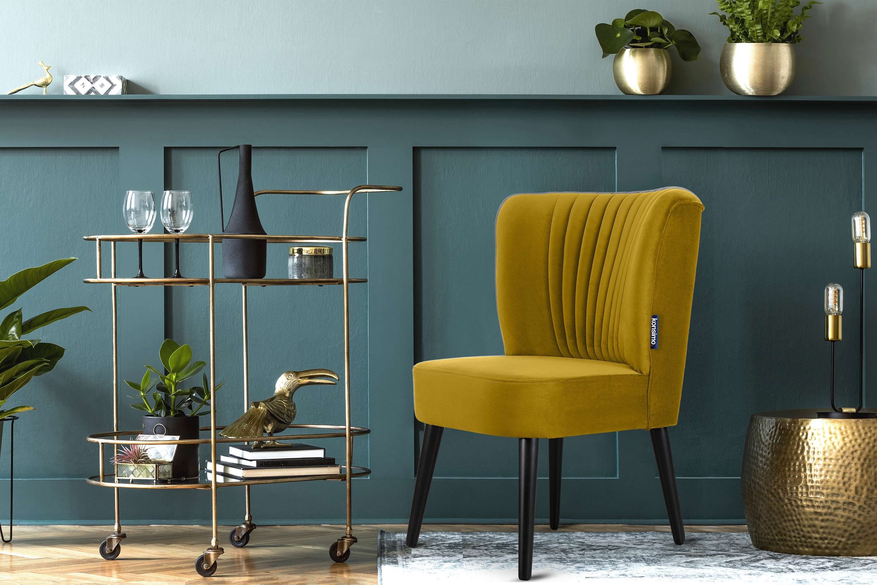 KONSIMO® Cocktailsessel DUCO Sessel, Ziernaht an der Rückenlehne,schwarz lackierten Beinen aus Buchenholz