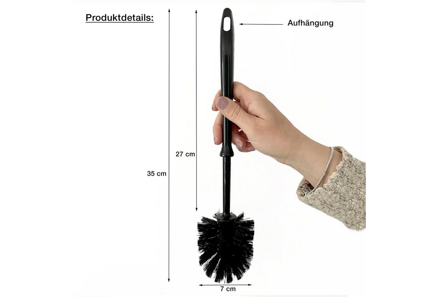 Thumbnail - SHD WC-Reinigungsbürste WC Bürste, Klobürste, schwarze Toilettenbürste (3er Set) 35 cm, (Spar-Set, 3-tlg)