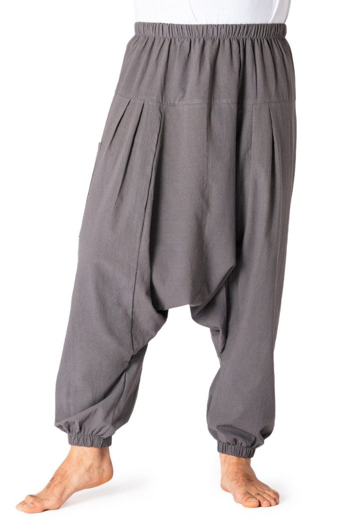 PANASIAM Haremshose Einfarbige Aladinhose aus 100% Baumwolle Pumphose für Damen & Herren bequeme Haremshose Goa Pluderhose Hippiehose lang für Yoga Meditation
