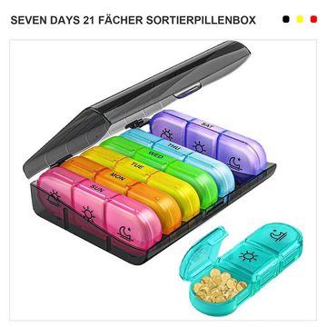 MAGICSHE Pillendose Tablettenbox für 7 Tage, je 3 Fächer pro Tag