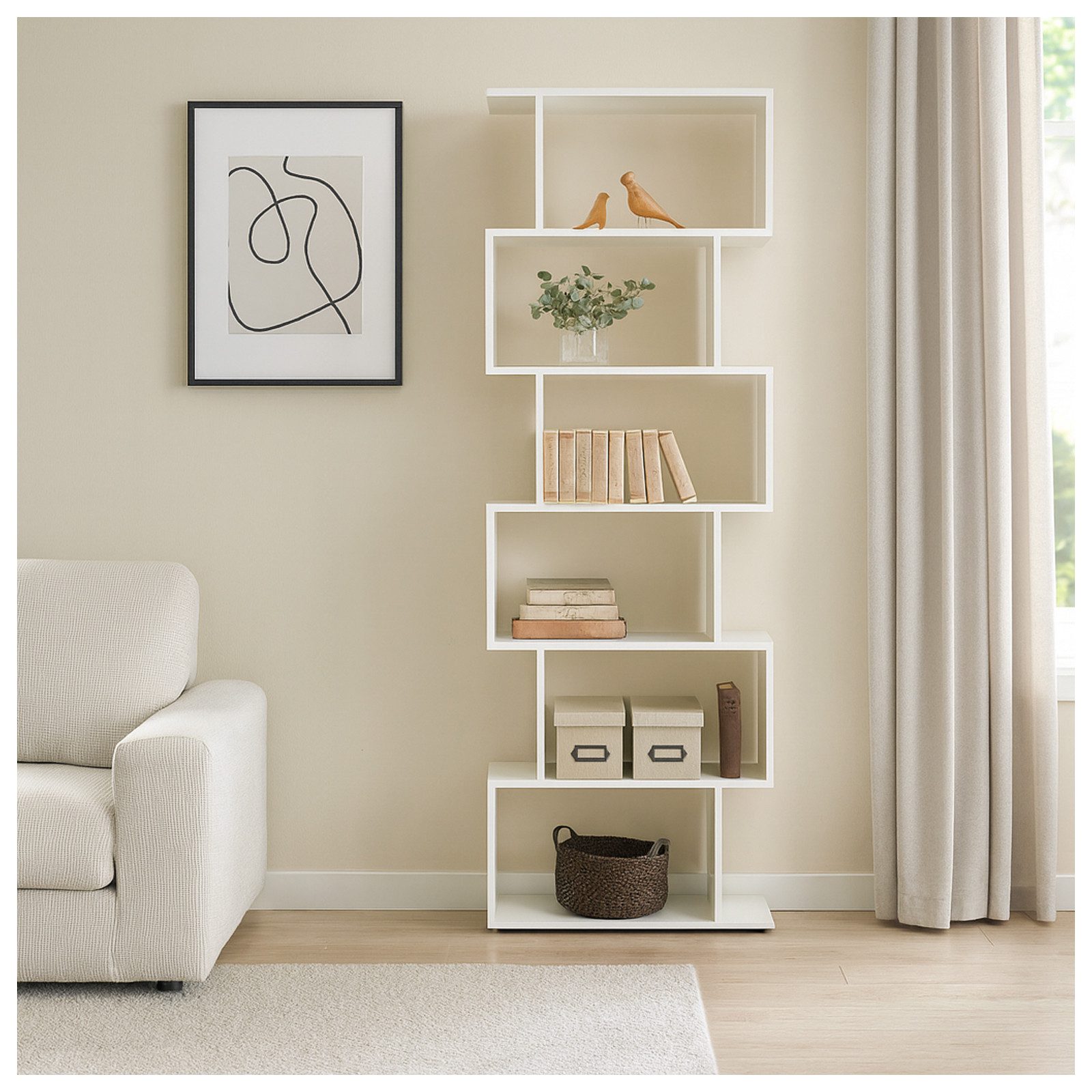 HTI-Living Bücherregal Regal 70x189 Thekla Weiß, Stück 1-tlg., Standregal mit 6 Fächern Raumteiler