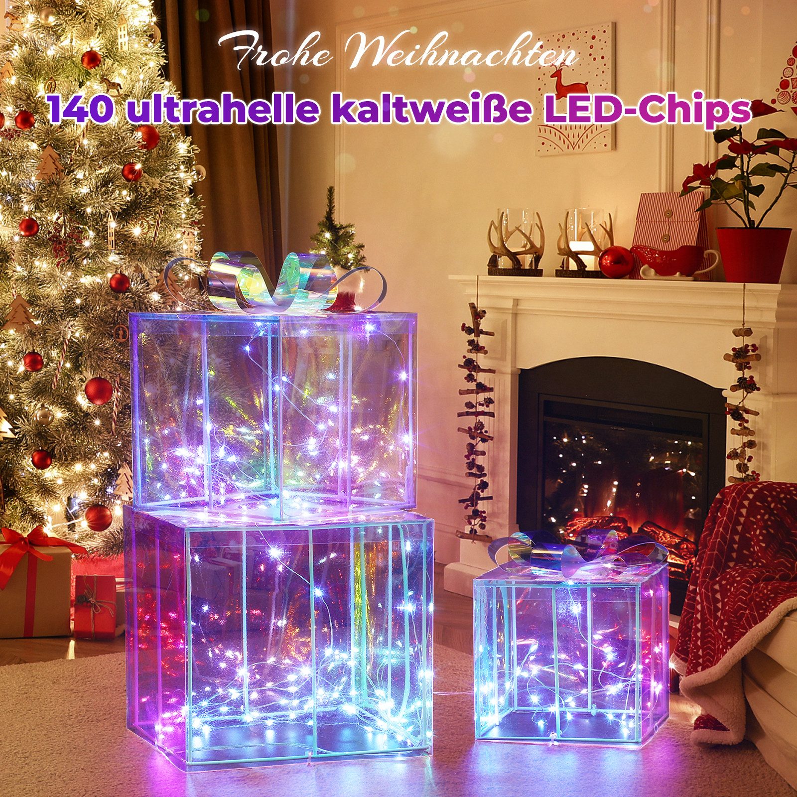 Elegear Weihnachtsfigur LED Geschenkboxen Weihnachten 3er Bunt Weihnachtsde günstig online kaufen