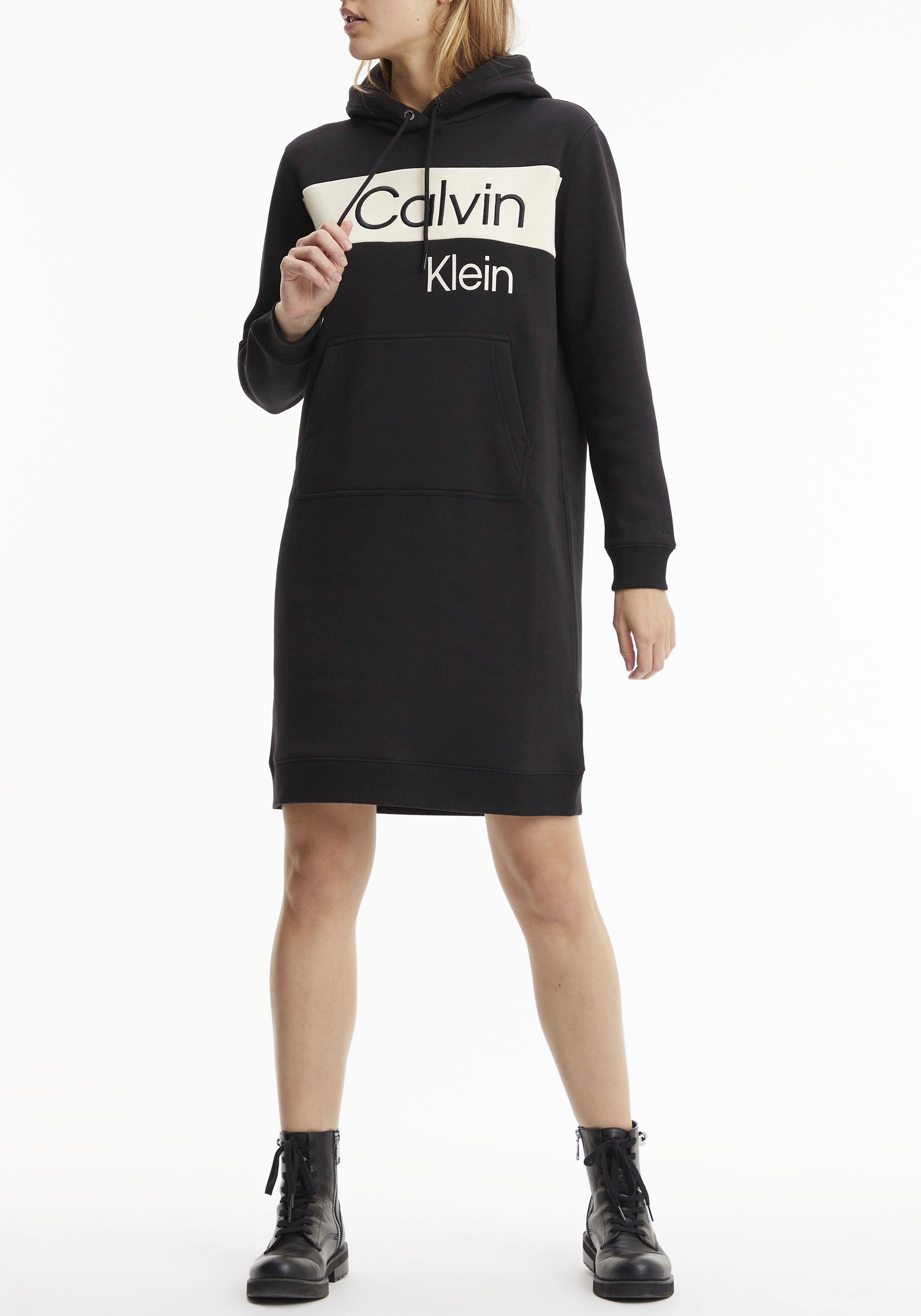 Calvin Klein Jeans Sweatkleid »COLOR BLOCK HOODIE DRESS« mit auffälligem CK-Schriftzug  auf der Brust online kaufen | OTTO
