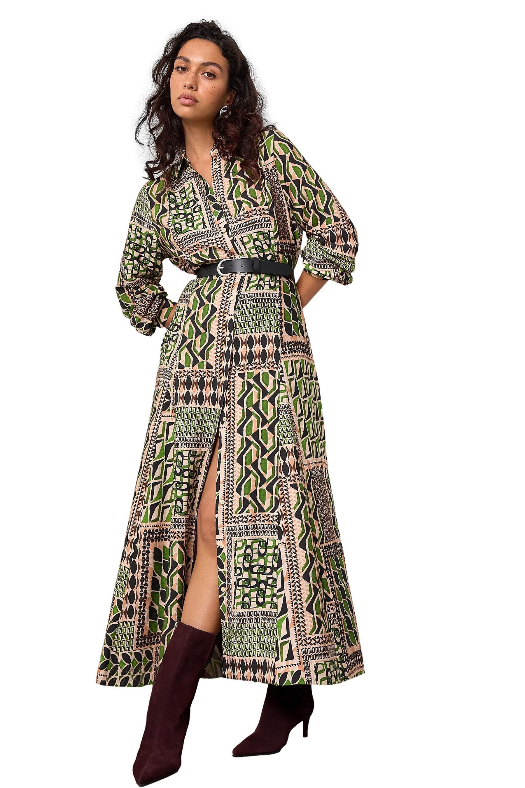 Next Midikleid Langärmeliges Hemdkleid in Midilänge (1-tlg) günstig online kaufen