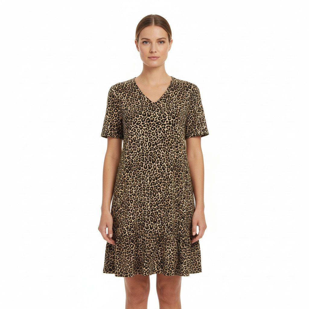 Ringella Sommerkleid aus feiner, leichter Webware mit V-Ausschnitt und Volantsaum Viskose/Elasthan-Mischung