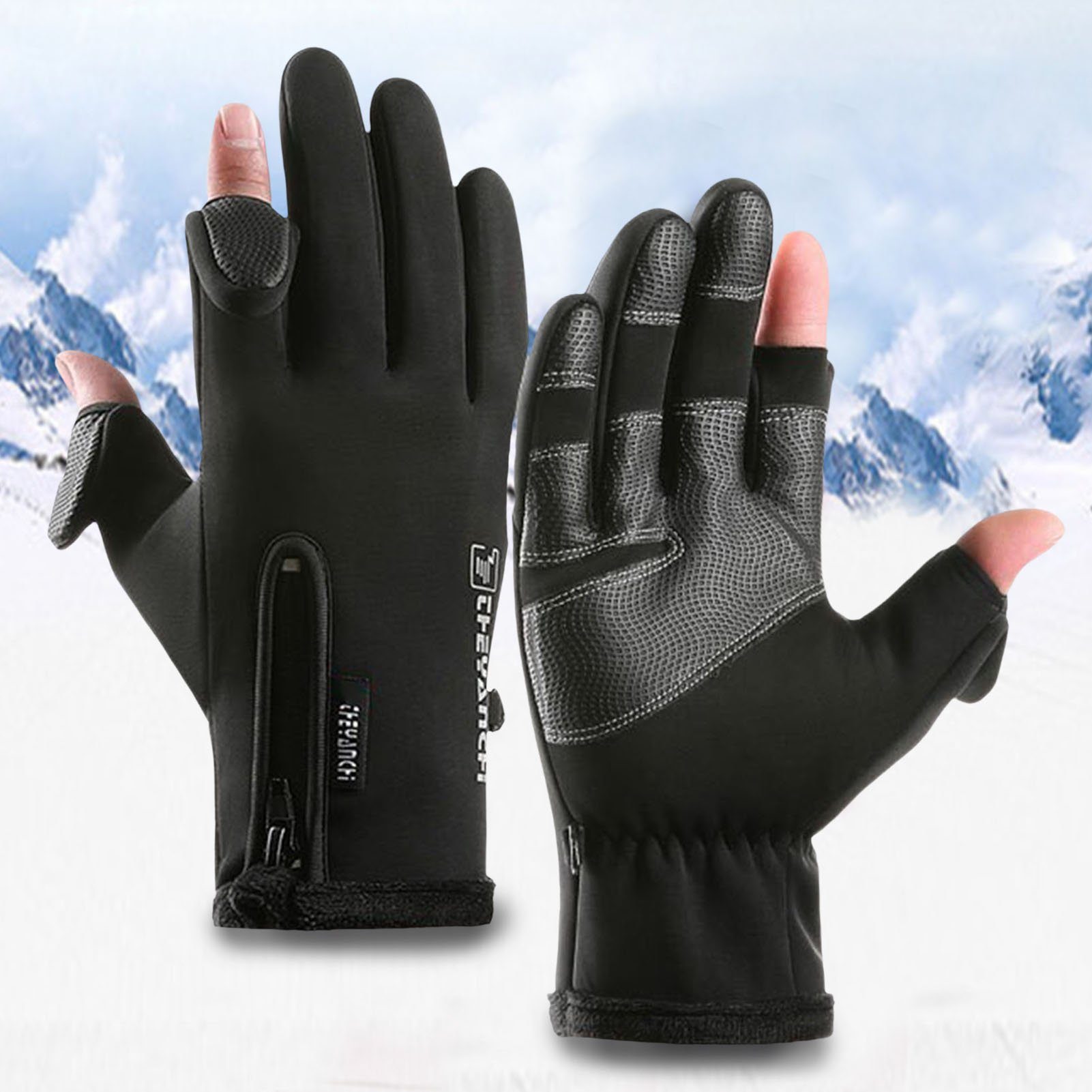 ZipperManschetten Männer Sporthandschuhe) Schwarz Angelhandschuhe Rutaqian Handschuhe Fotografie (Touch Einstellbare Wandern Frauen Temperatur Thermohandschuhe Jagd Fishing Idee Eisfischen für Screen Gloves, Handschuhe Heizung Fingerspitze Warme für elektrische Angler Winter USB Öffnung