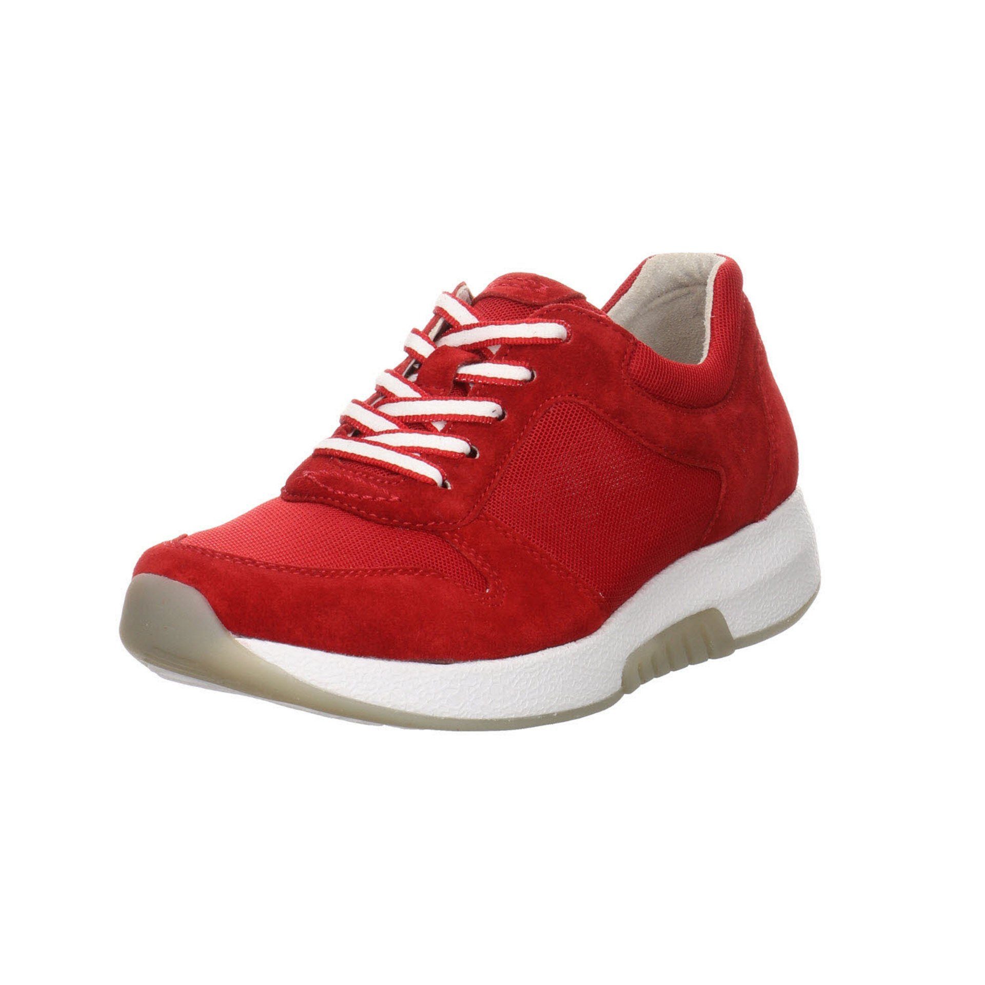 Sneaker Lederkombination Rollingsoft Schuhe Gabor Damen Schnürschuh Schnürschuh red