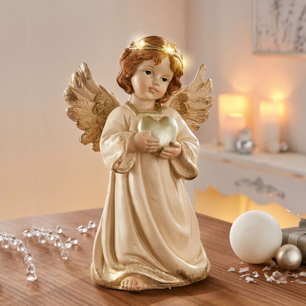 Home-trends24.de Engelfigur LED Engel Figur Weihnachten Weihnachtsdeko Gold  Dekofigur