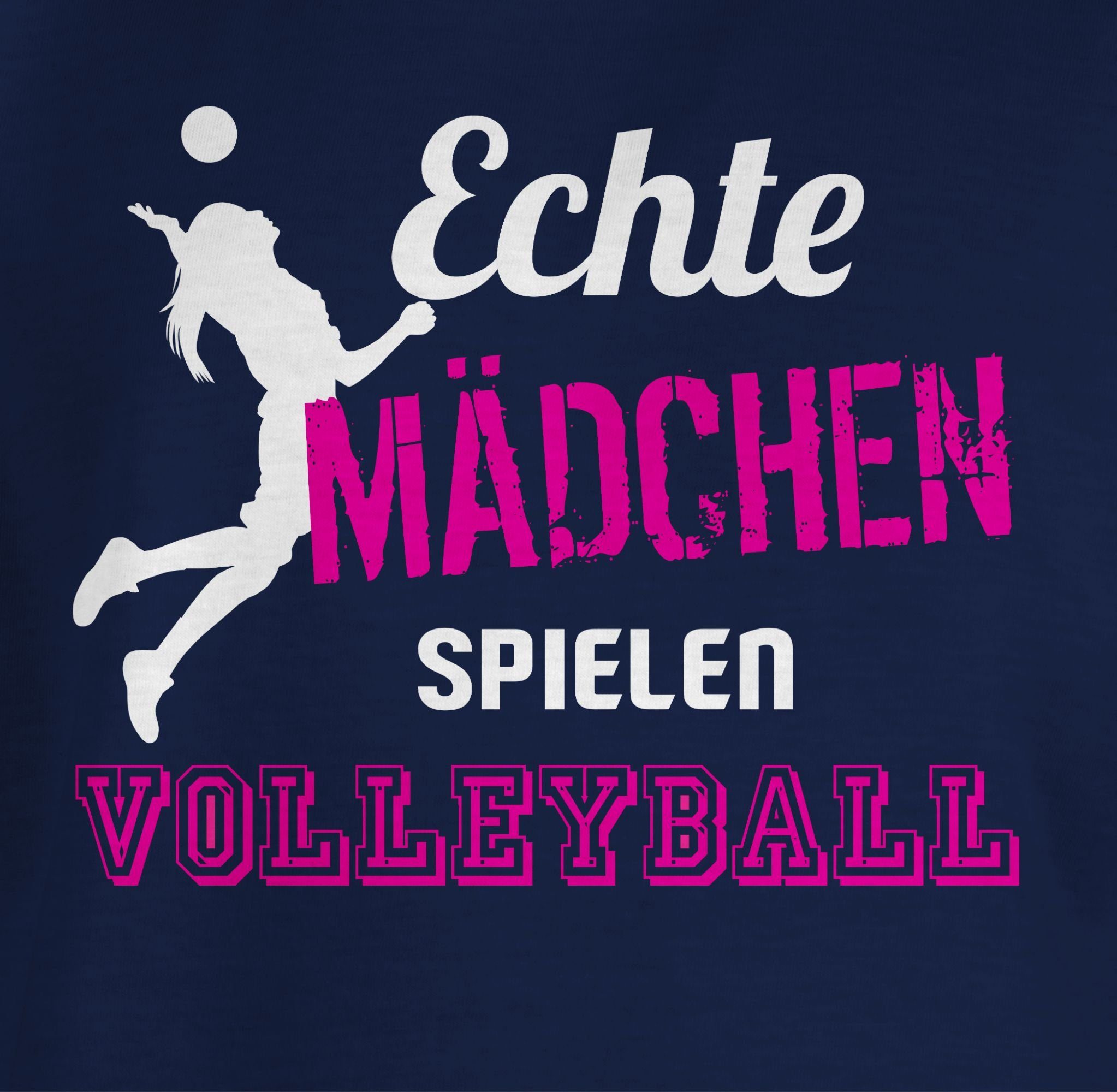 Shirtracer T-Shirt Echte Mädchen Kinder Sport Dunkelblau Volleyball 2 Kleidung spielen