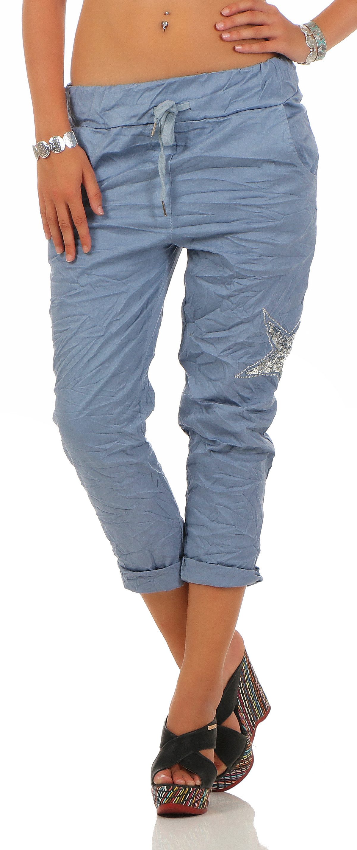 Mississhop Chinohose Trendige Jogger-Hose mit Print günstig online kaufen