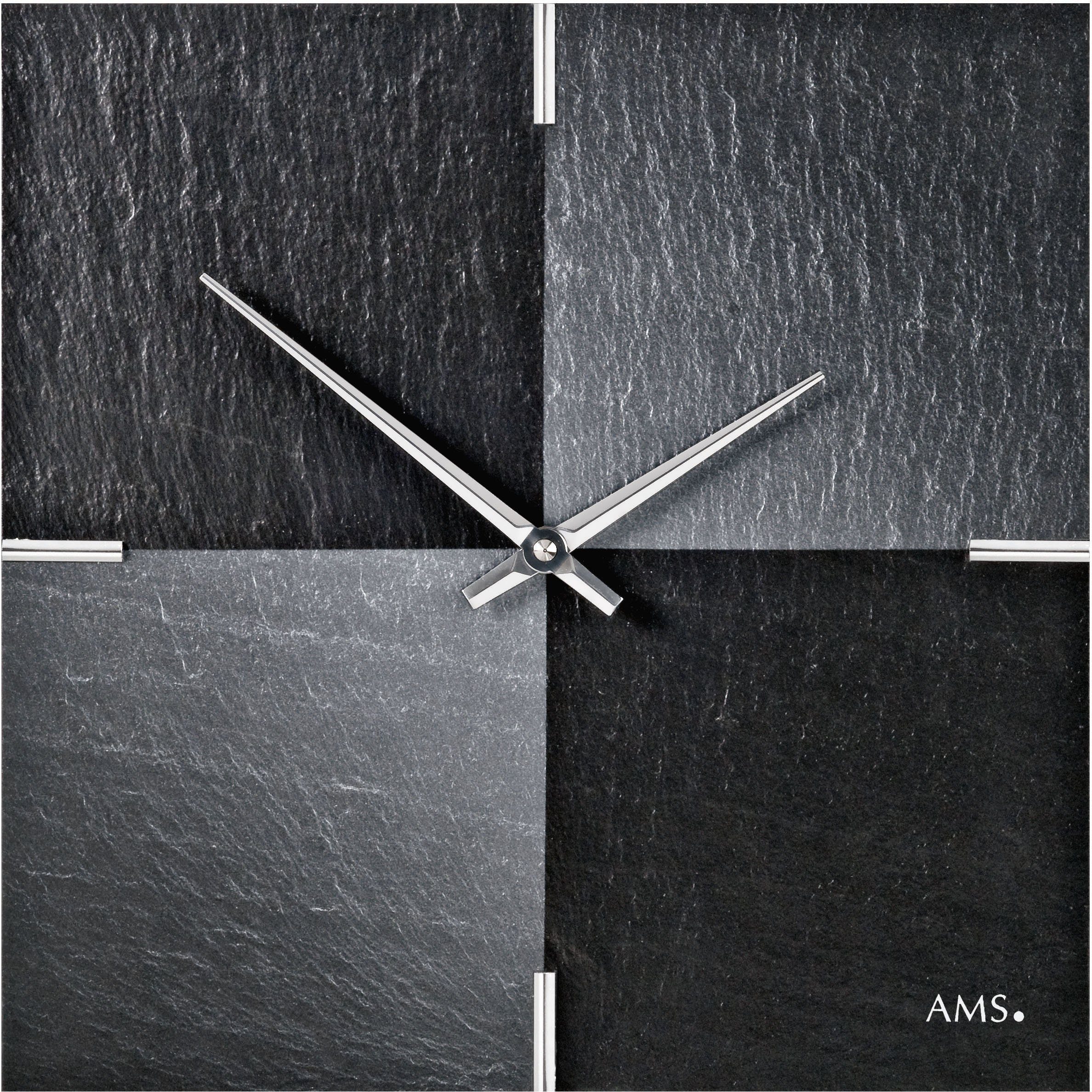 AMS Wanduhr W9520 (Made in Germany,Schiefer,Wohnzimmer,Esszimmer,Küche,Arbeitszimmer)