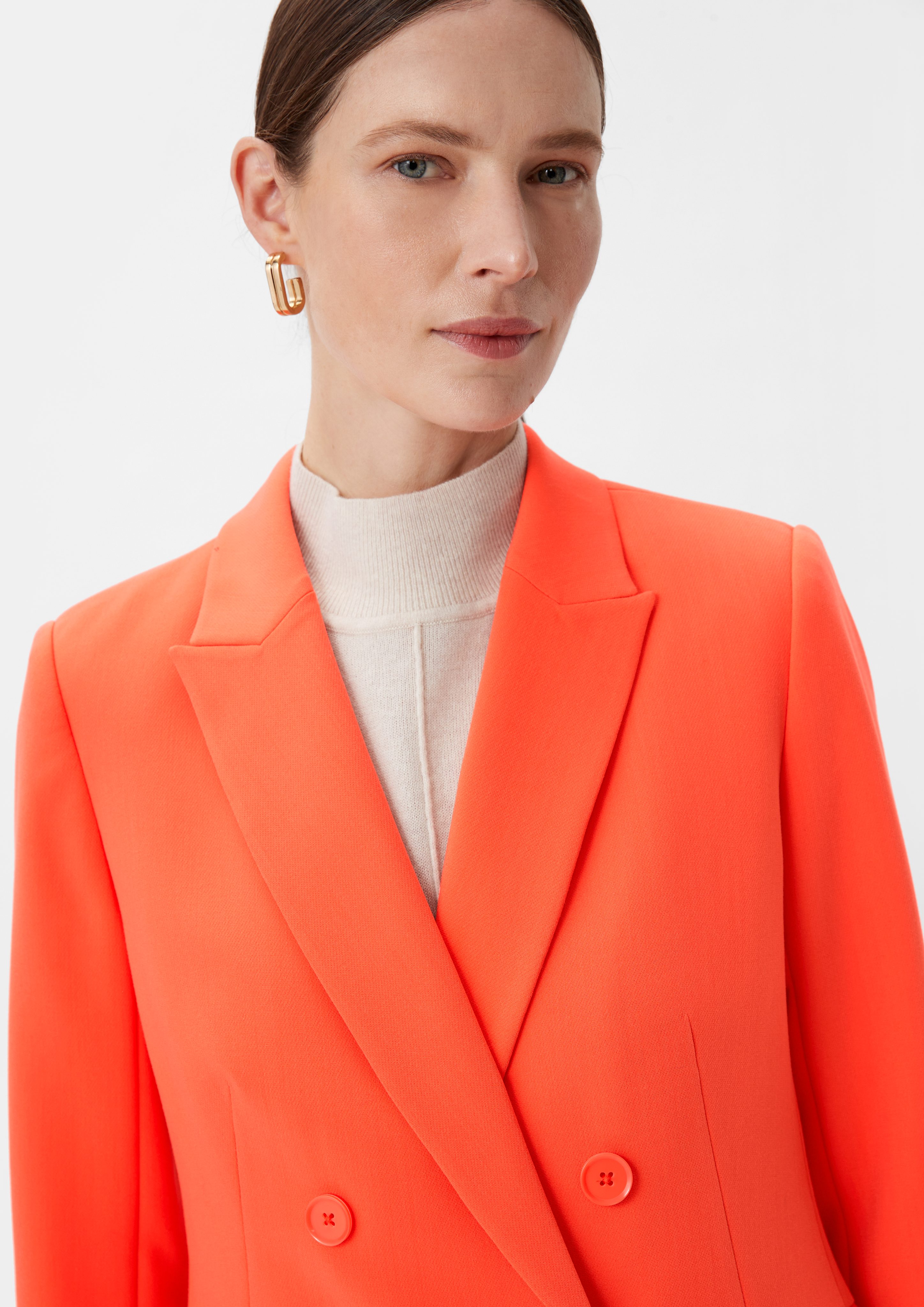 Blusenblazer Blazer Knöpfen Comma orange doppelreihigen mit