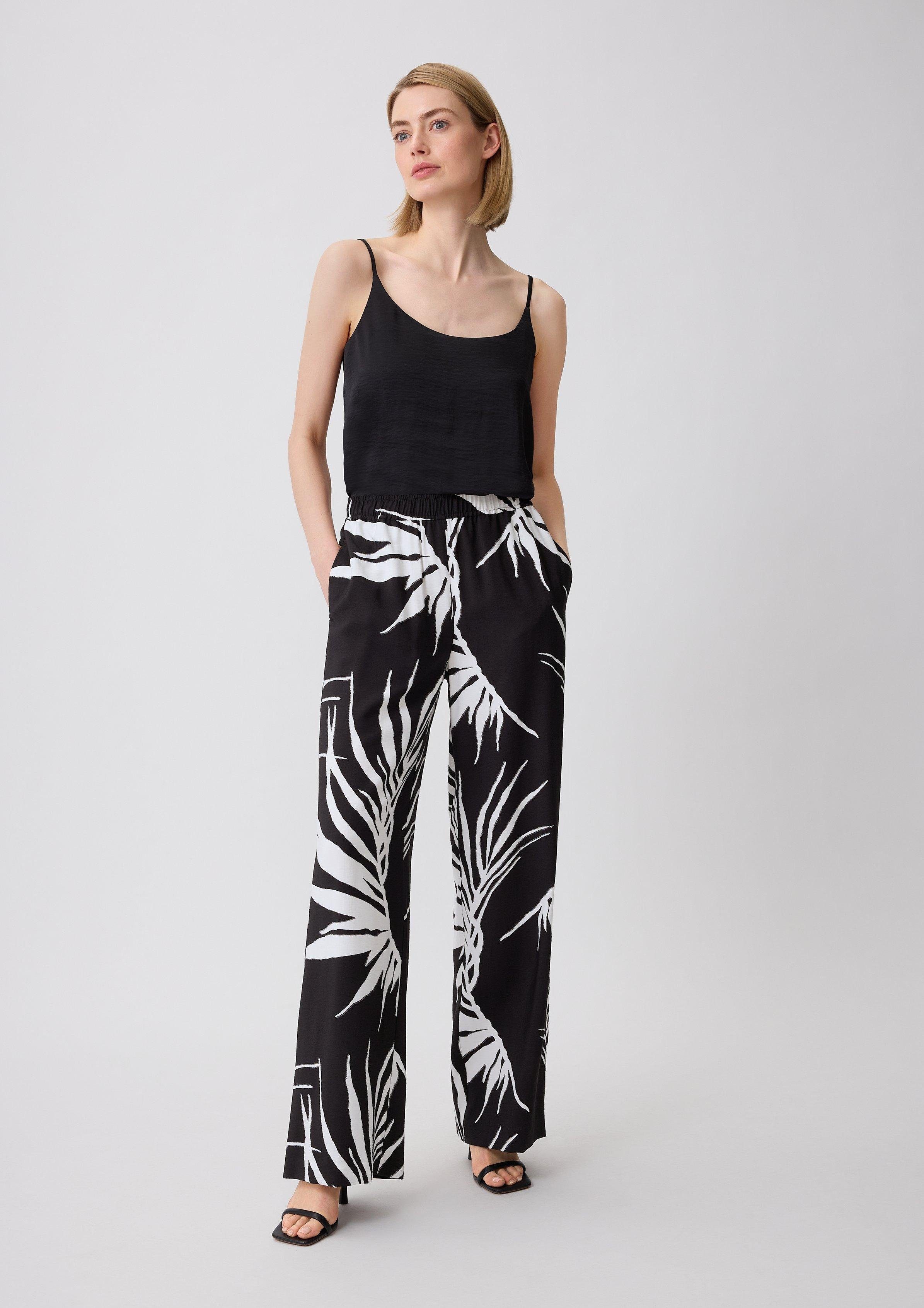 Comma Stoffhose Relaxed: Hose mit All-over-Print schwarz