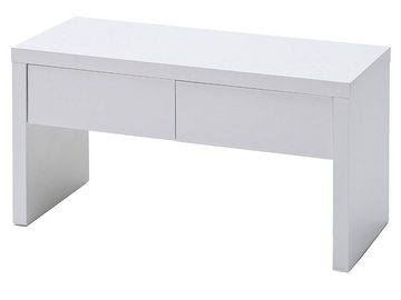 möbelando Sitzbank Colorart, Moderne Garderobenbank aus MDF-Platte in Hochglanz weiß lackiert, mit 2 Schubkästen. Breite 91 cm, Höhe 48 cm, Tiefe 38 cm, Belastbarkeit laut Hersteller bei max. 30 kg.