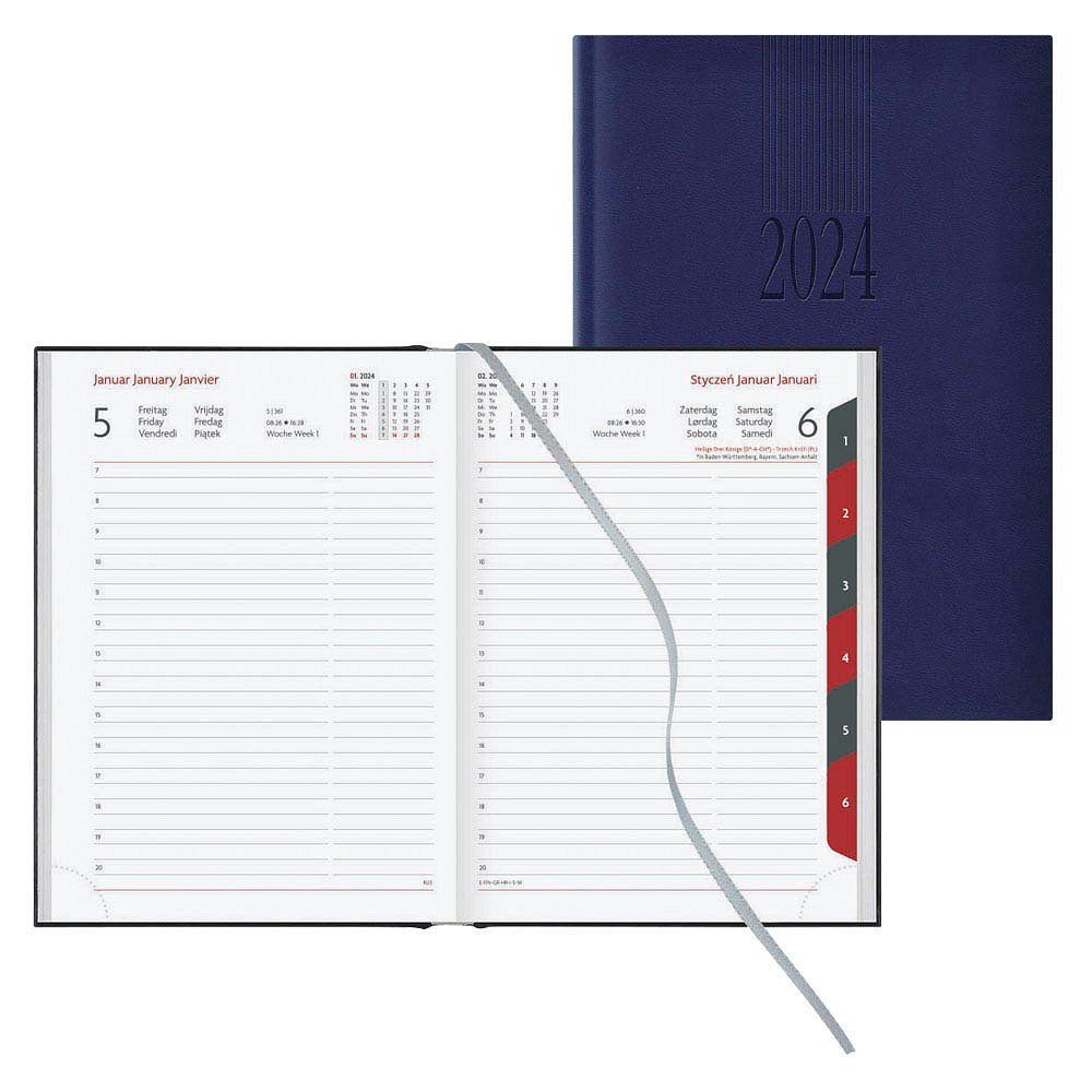 Lediberg Buchkalender 1 Buchkalender 2025 DIN A5 Modell 864 dunkelblau