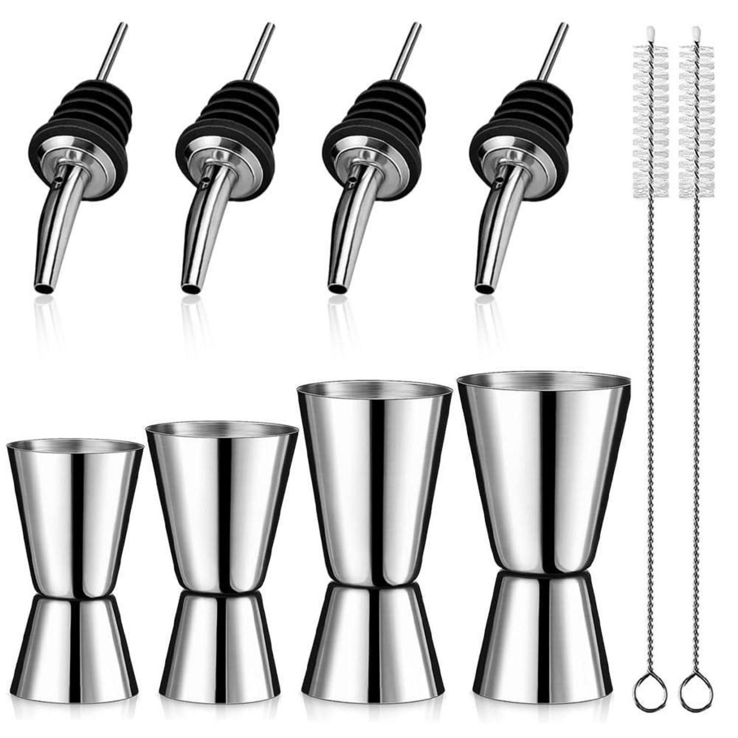 LuxusKollektion Barmaß Cocktail Messbecher Edelstahl 4er Set 3-6cl mit Ausgießer